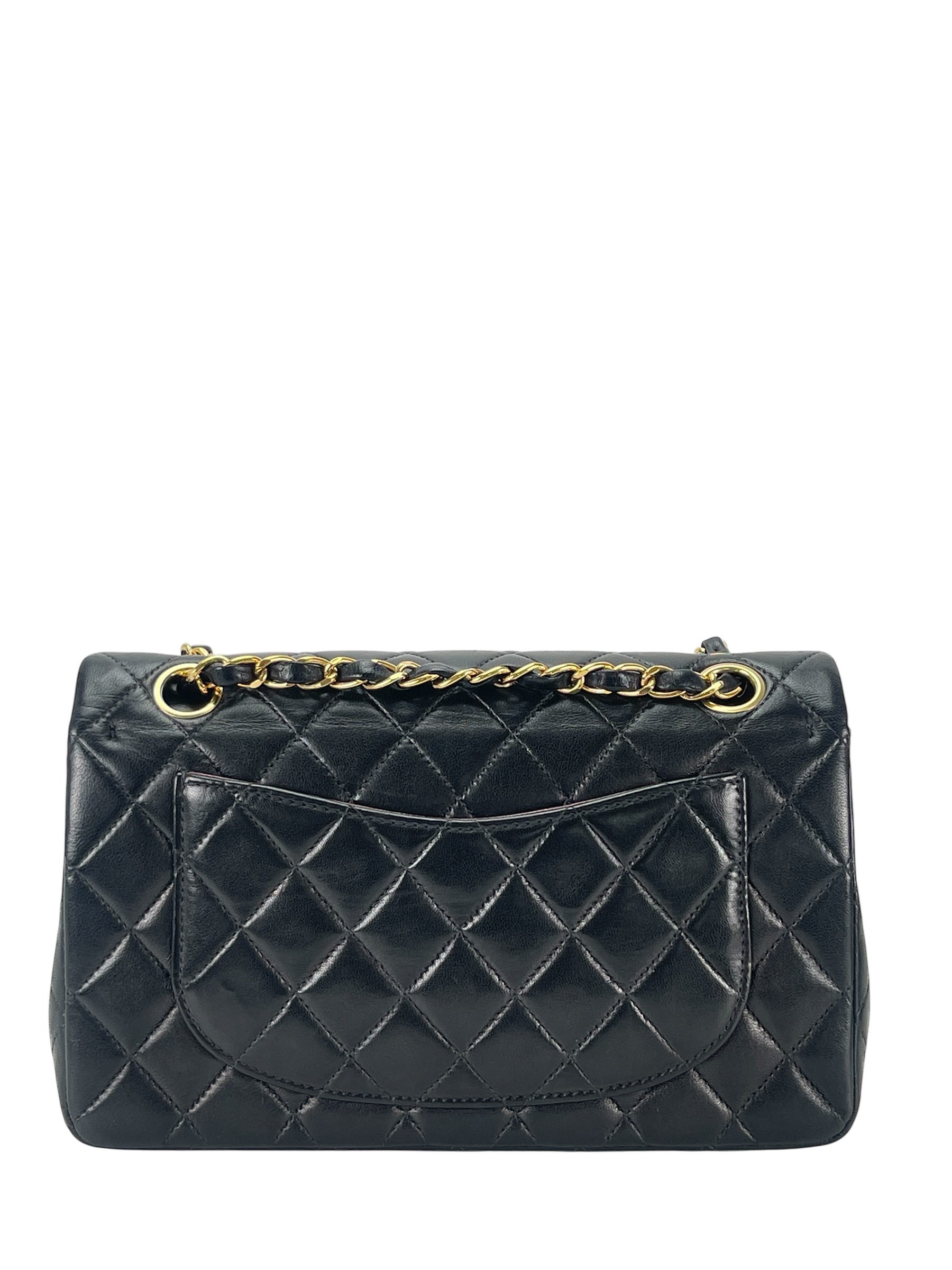 CHANEL - Small Classic Double Flap Bag Black Gold Hardware (CF23)