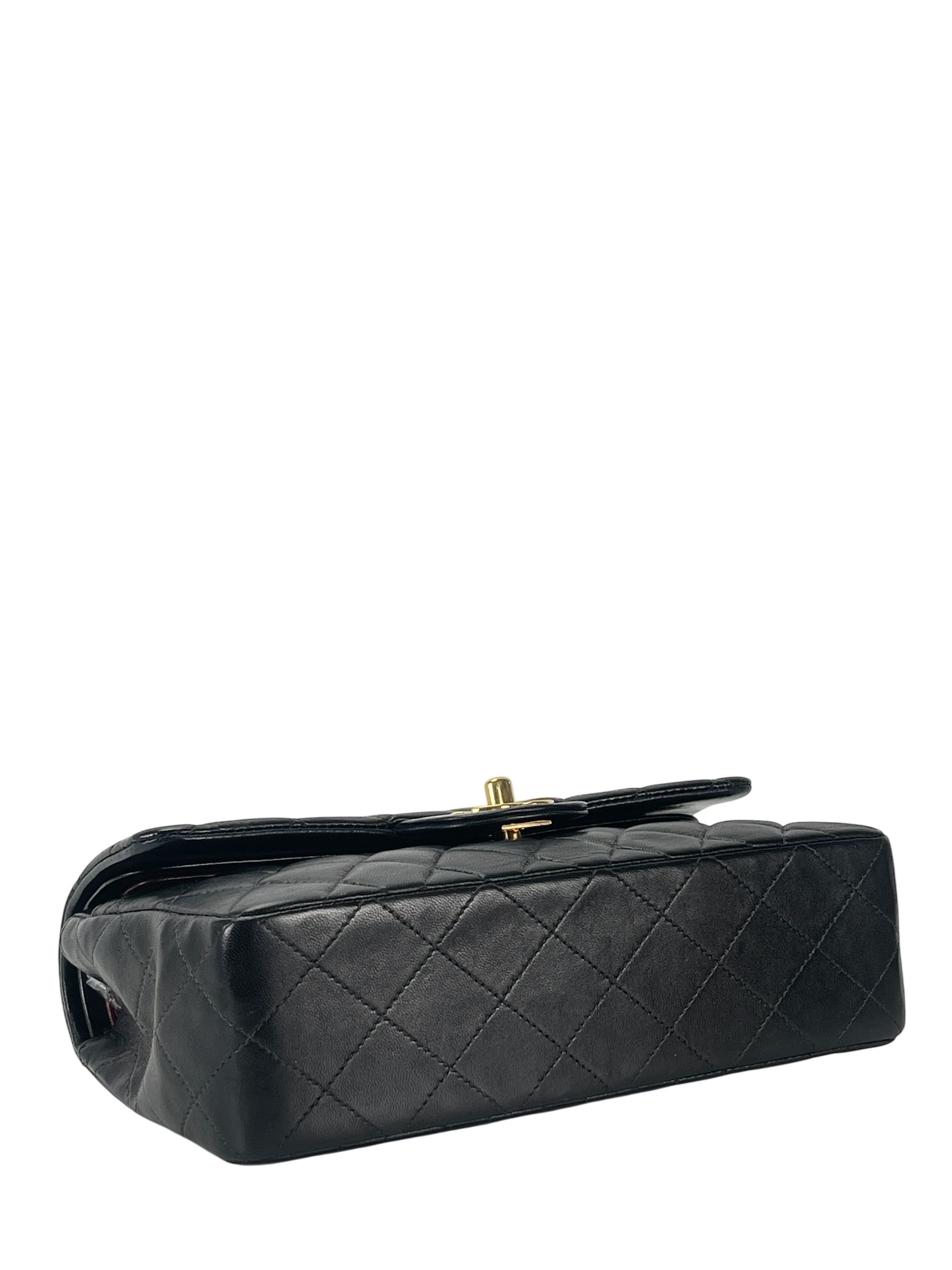 CHANEL - Small Classic Double Flap Bag Black Gold Hardware (CF23)