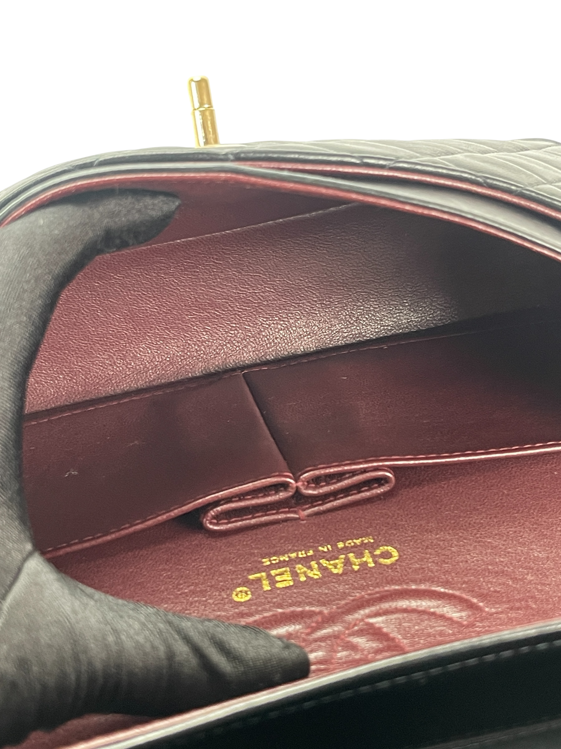 CHANEL - Small Classic Double Flap Bag Black Gold Hardware (CF23)