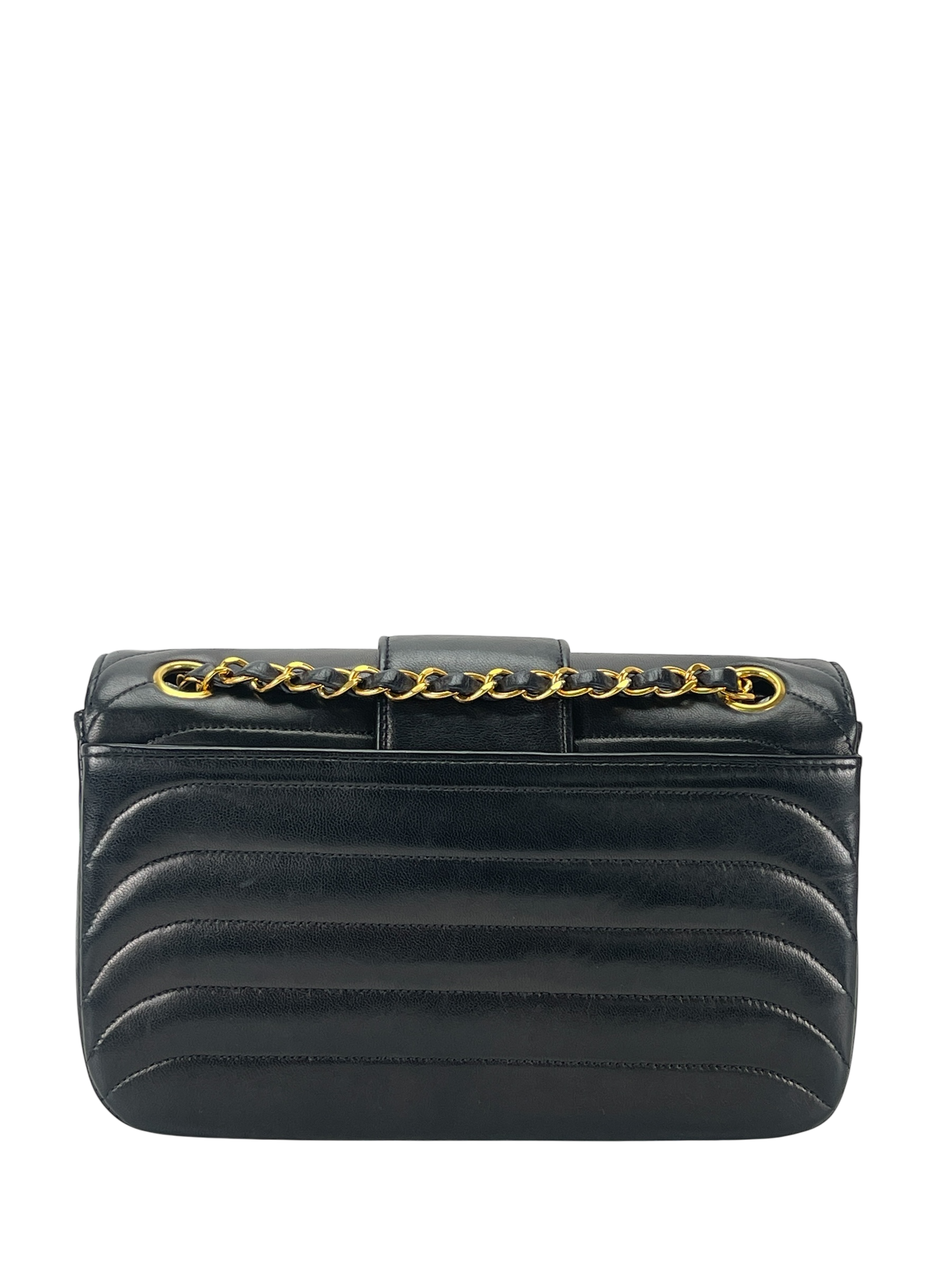 CHANEL - Black Lambskin Mademoiselle Chain Shoulder Bag