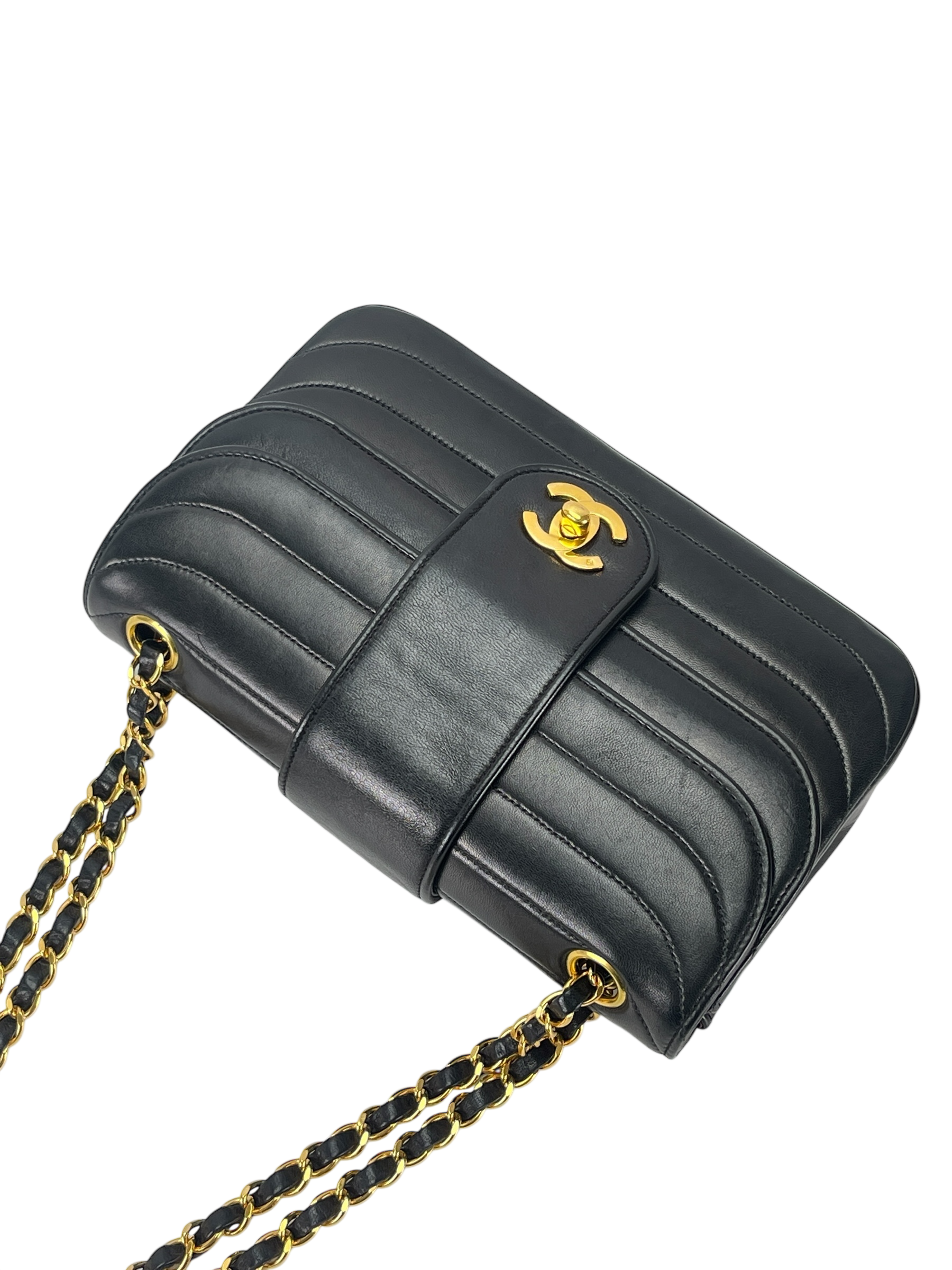CHANEL - Black Lambskin Mademoiselle Chain Shoulder Bag