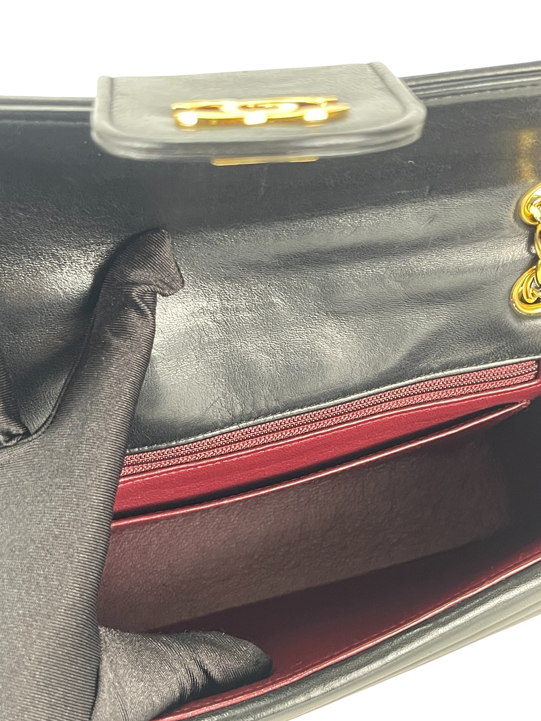 CHANEL - Black Lambskin Mademoiselle Chain Shoulder Bag