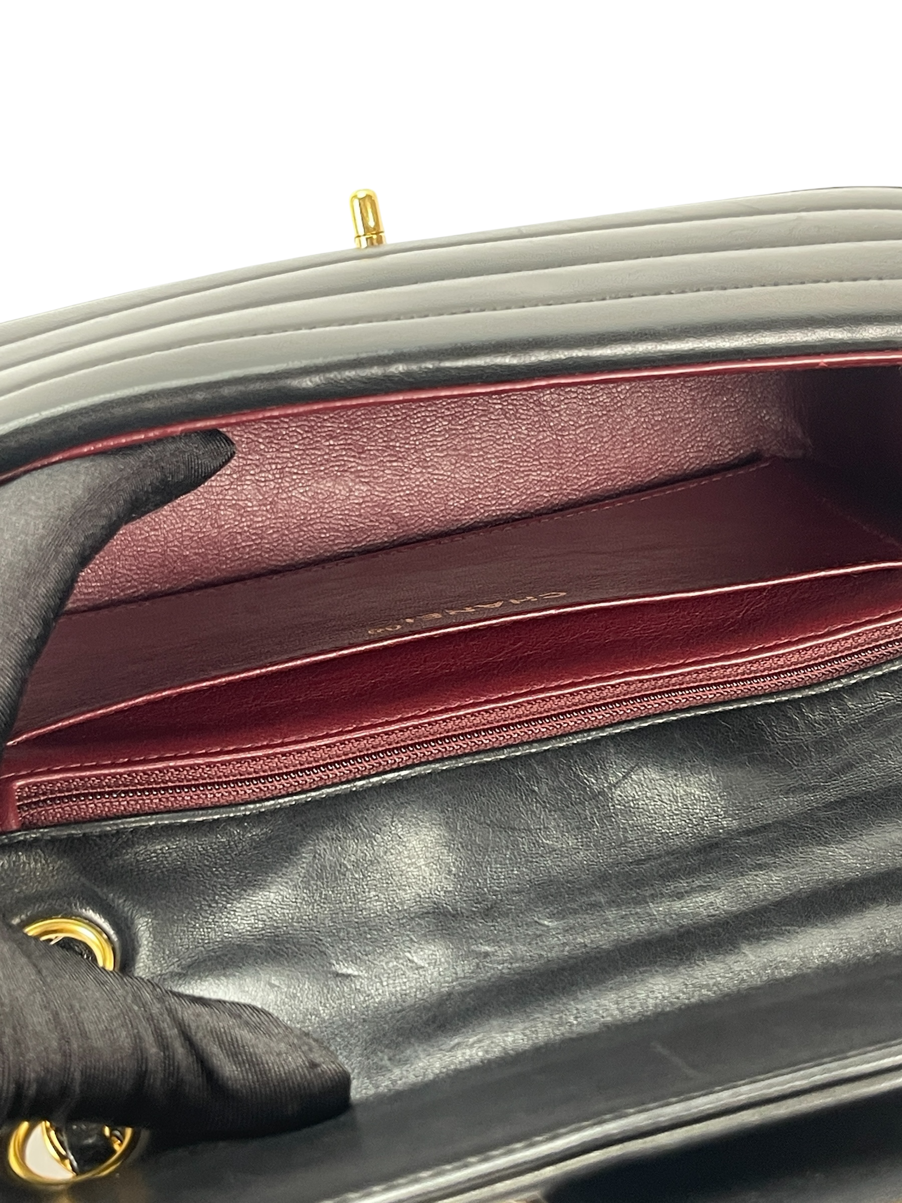 CHANEL - Black Lambskin Mademoiselle Chain Shoulder Bag