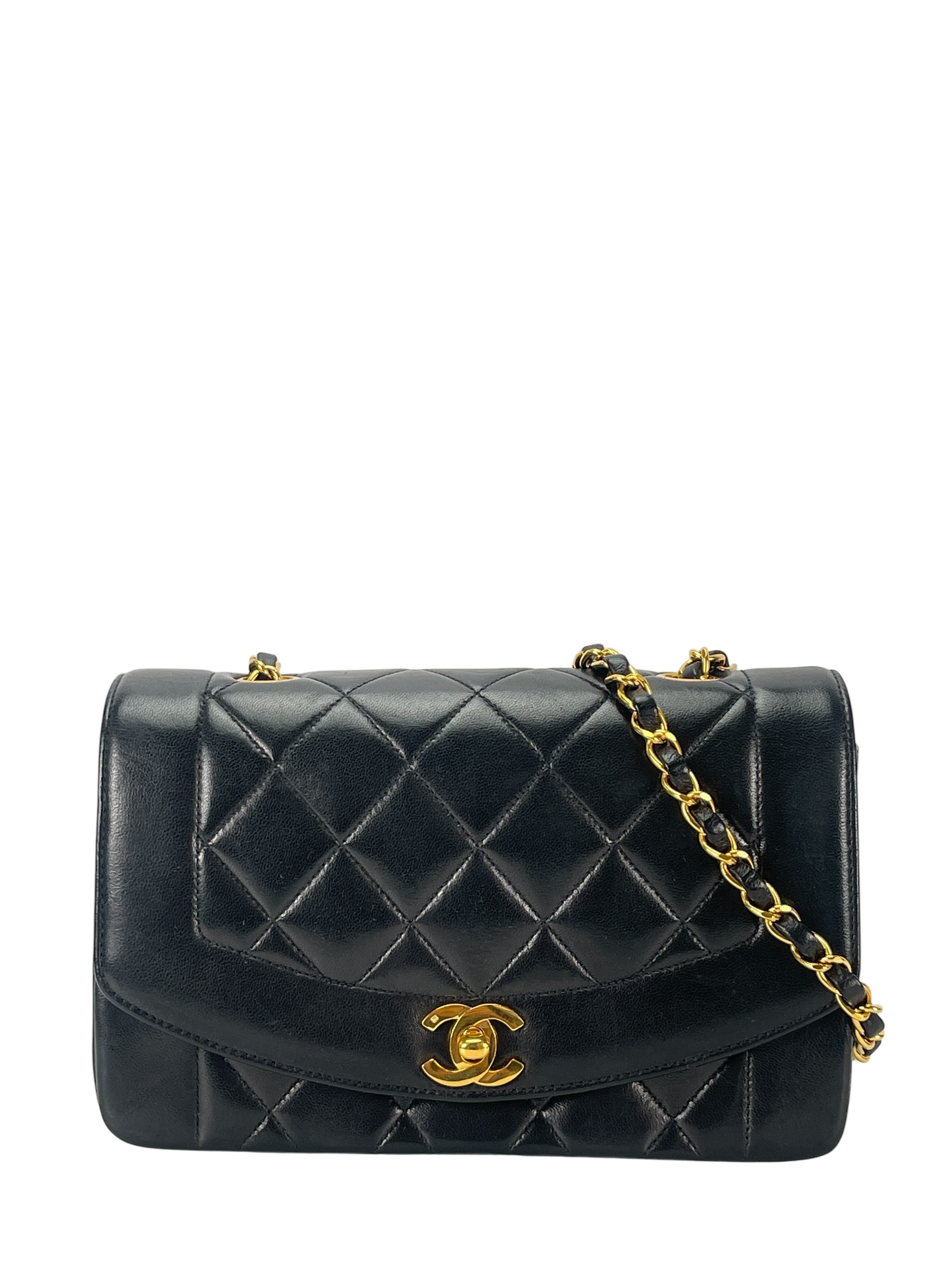 CHANEL - Black Lambskin Small Diana Shoulder Bag