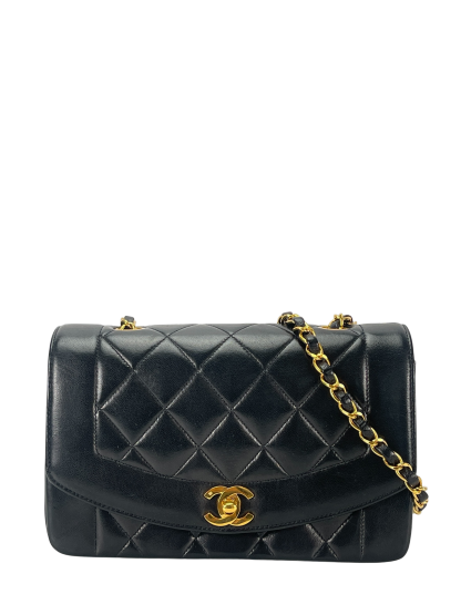 CHANEL - Black Lambskin Small Diana Shoulder Bag