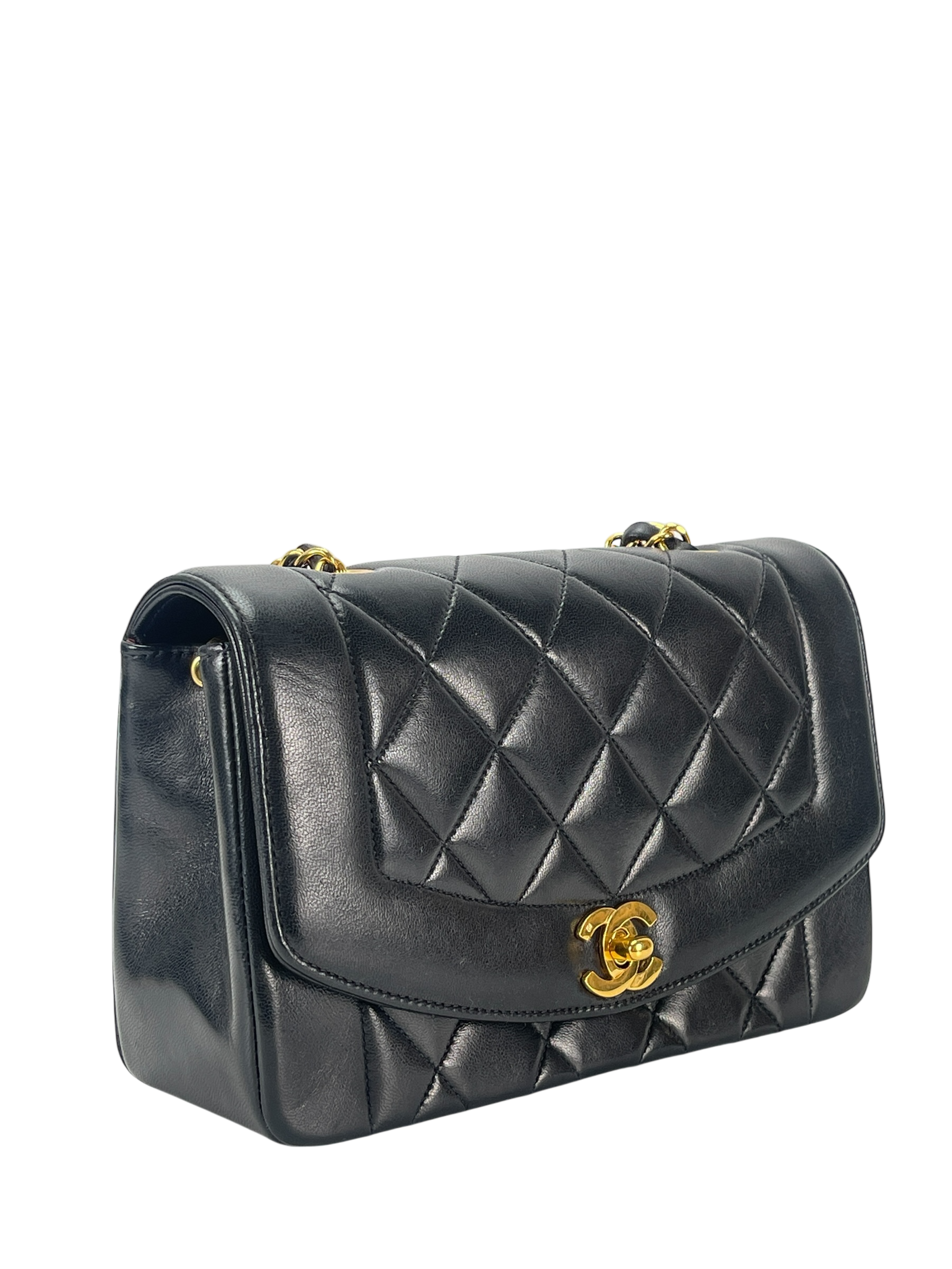 CHANEL - Black Lambskin Small Diana Shoulder Bag
