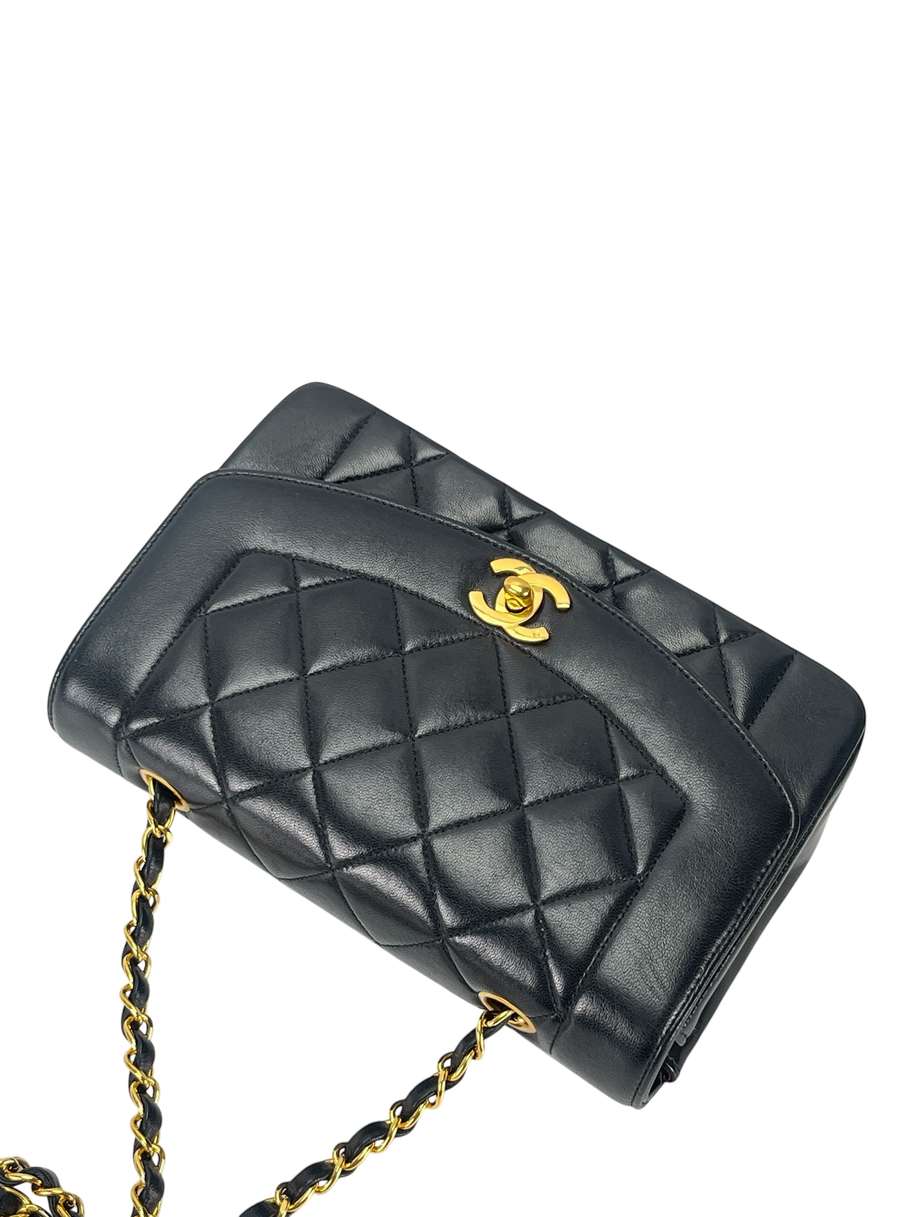 CHANEL - Black Lambskin Small Diana Shoulder Bag