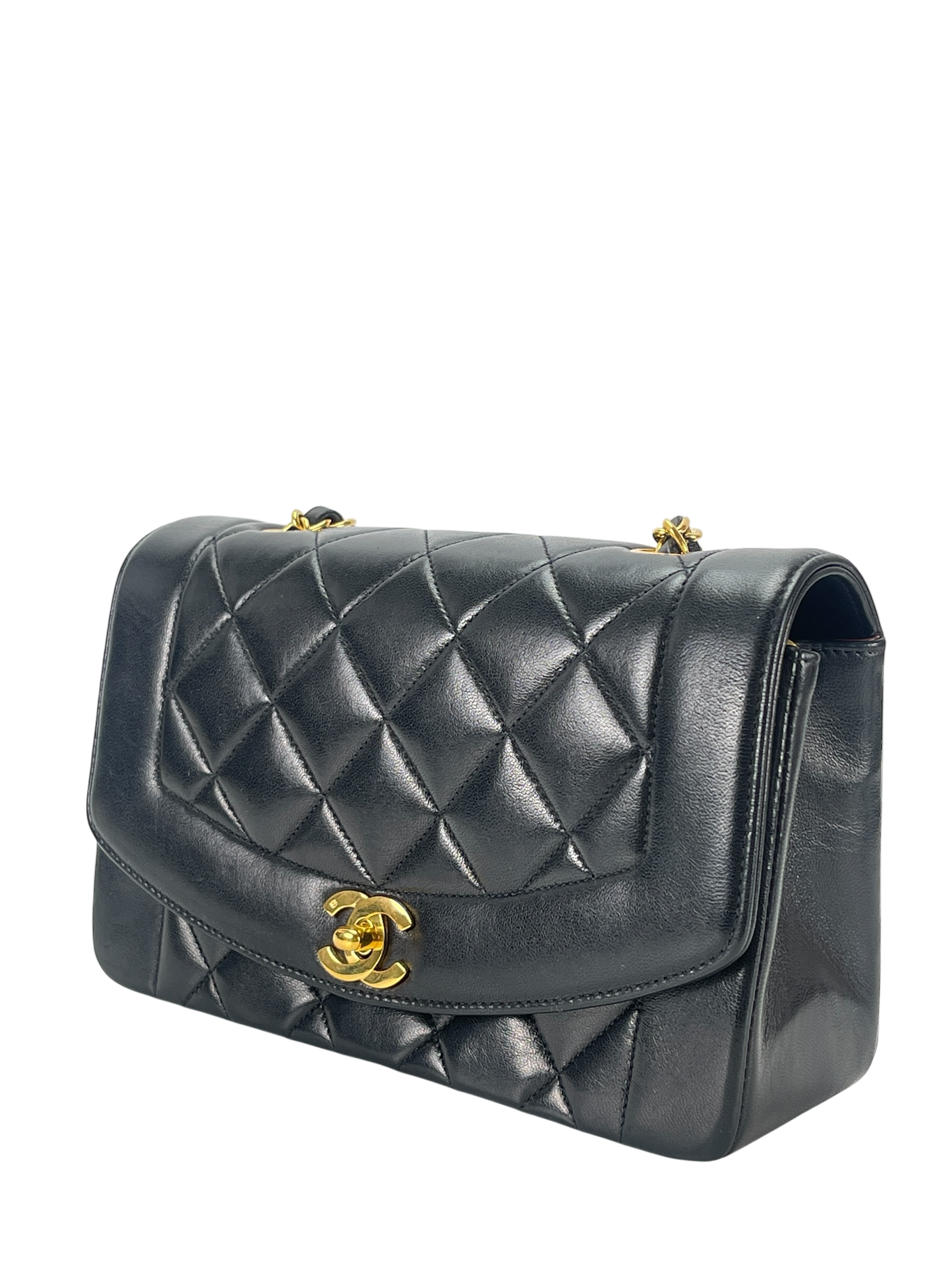 CHANEL - Black Lambskin Small Diana Shoulder Bag