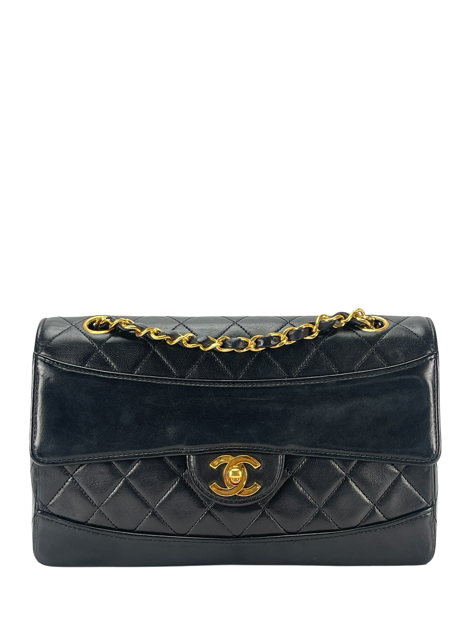 CHANEL - Lambskin Black Matelasse Coco Mark Chain Shoulder Bag
