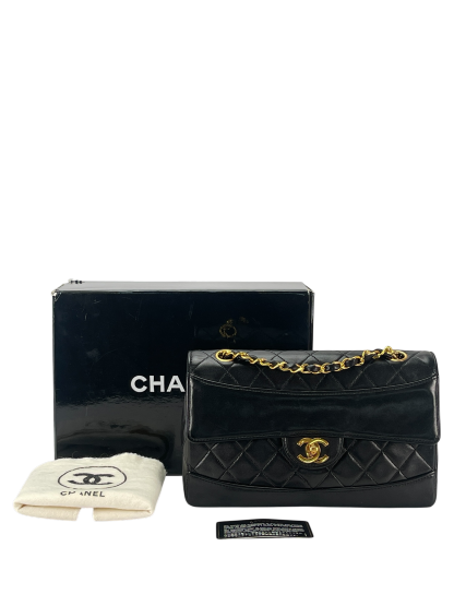 CHANEL - Lambskin Black Matelasse Coco Mark Chain Shoulder Bag