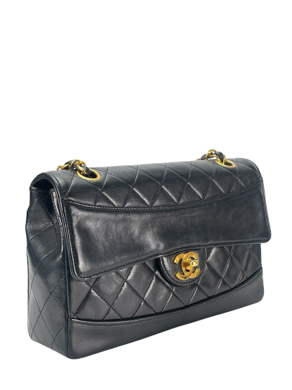 CHANEL - Lambskin Black Matelasse Coco Mark Chain Shoulder Bag