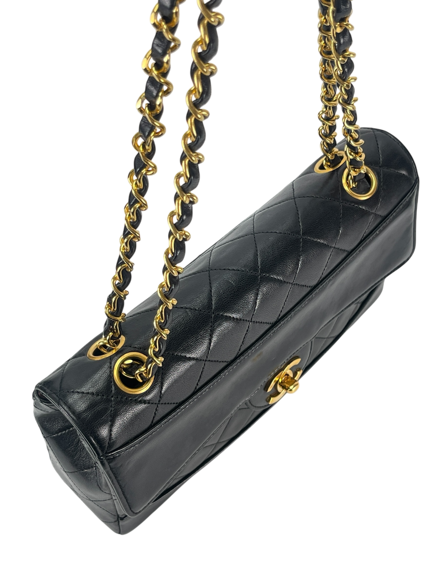 CHANEL - Lambskin Black Matelasse Coco Mark Chain Shoulder Bag