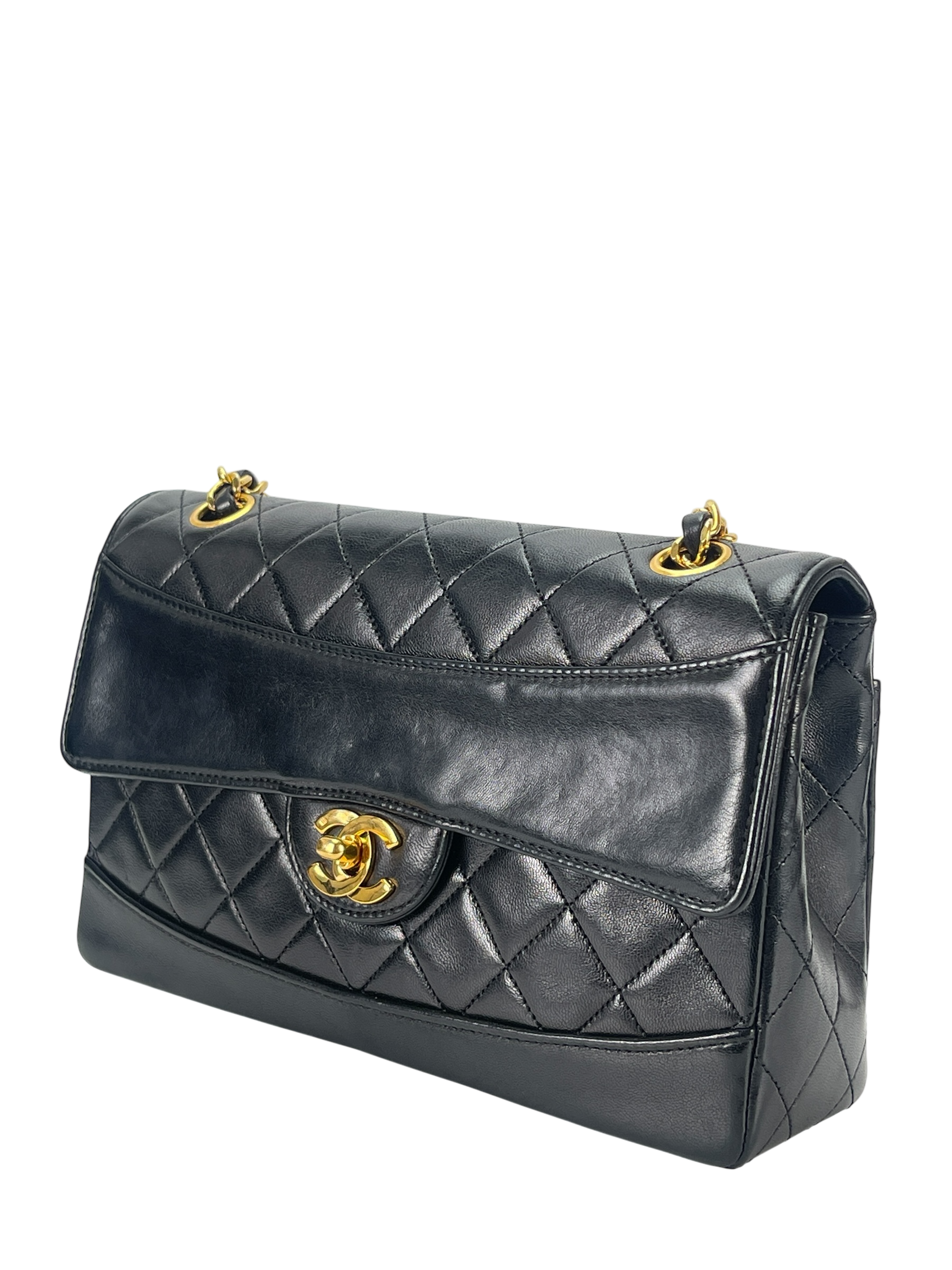 CHANEL - Lambskin Black Matelasse Coco Mark Chain Shoulder Bag