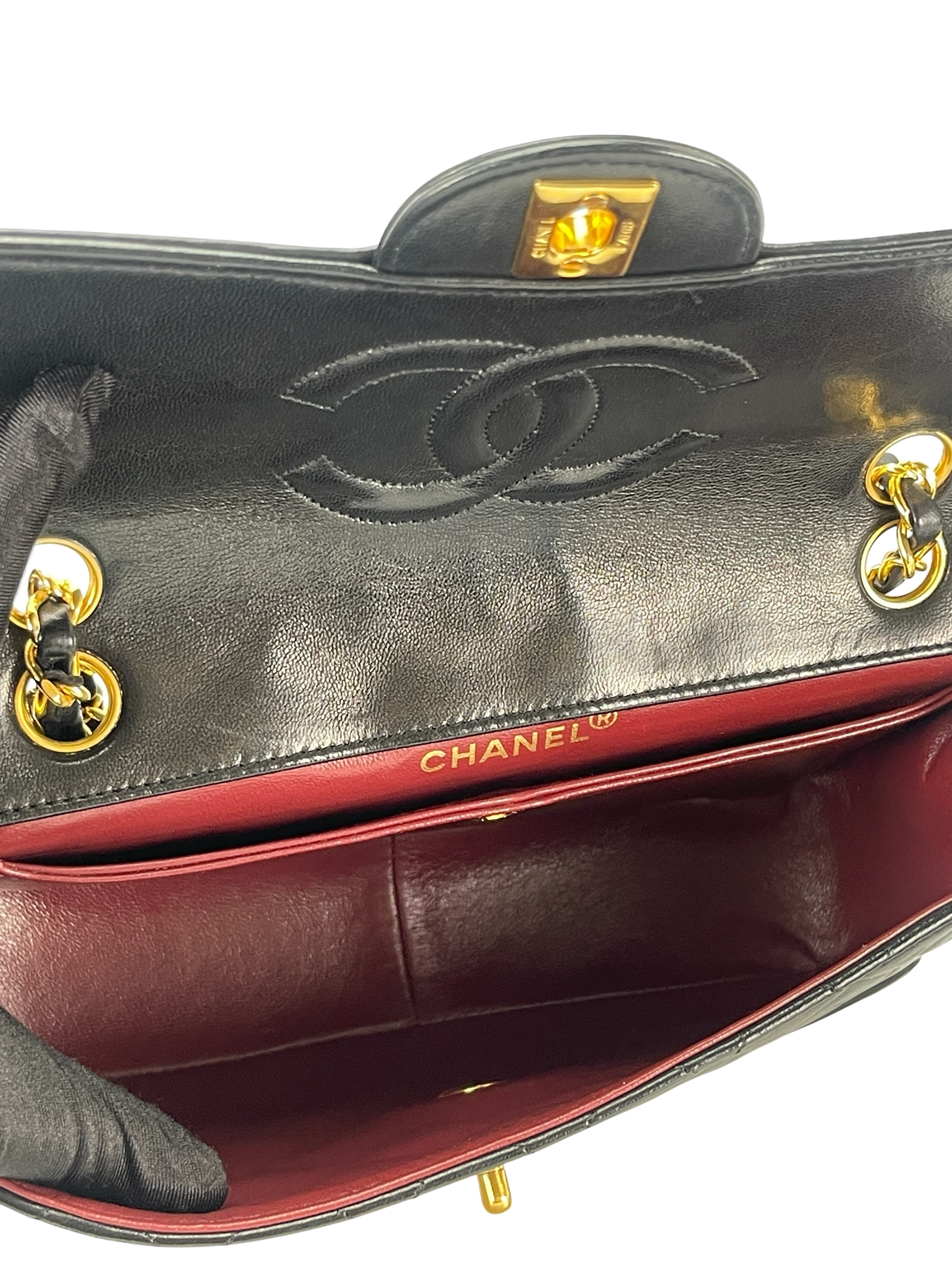 CHANEL - Lambskin Black Matelasse Coco Mark Chain Shoulder Bag