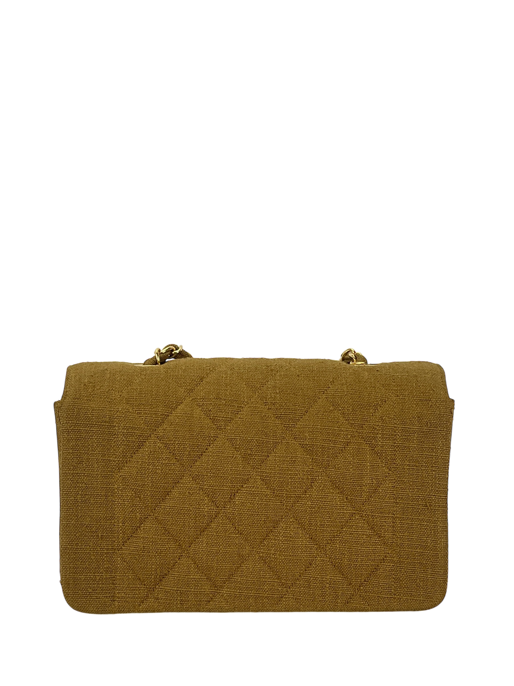 CHANEL - Khaki Linen Small Diana 22 Shoulder Bag