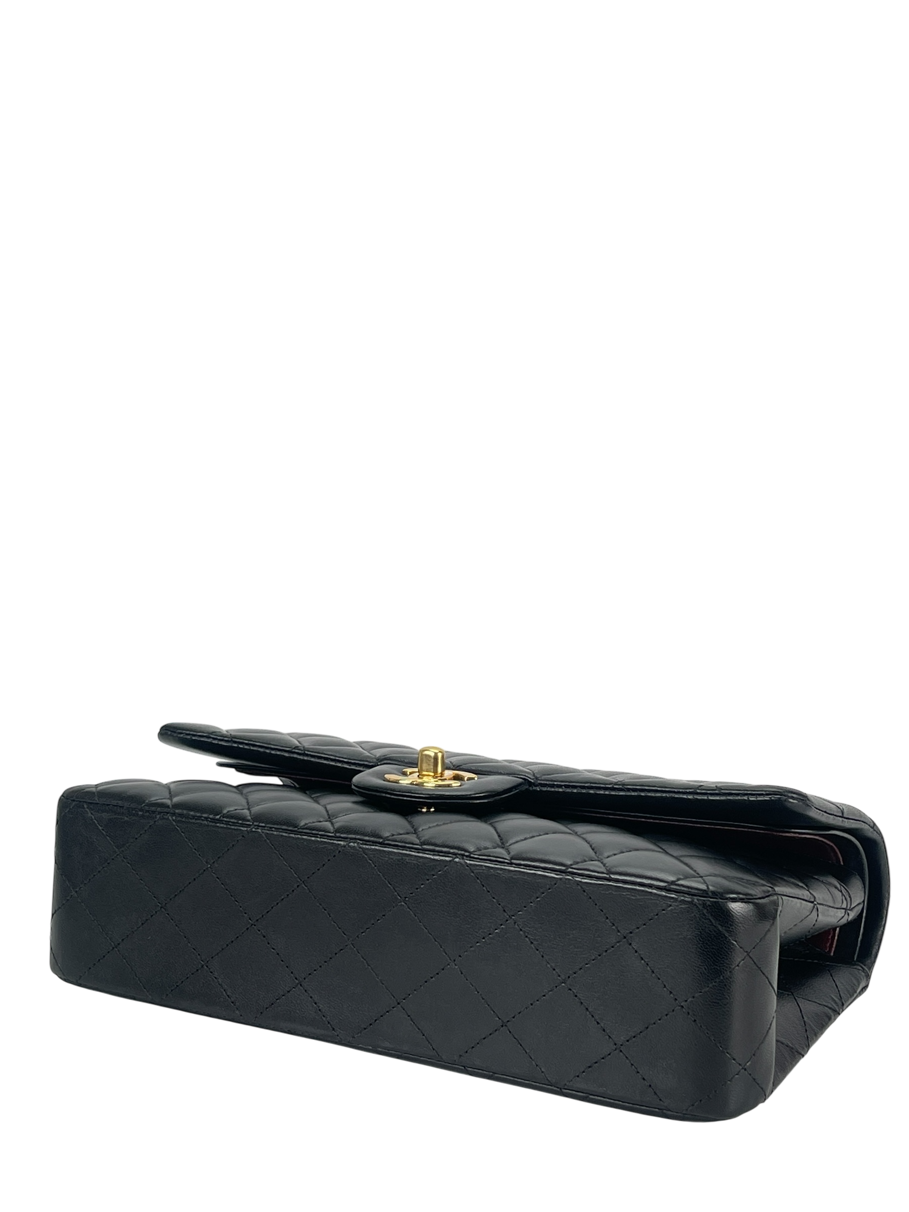 CHANEL - Medium Classic Double Flap Bag Black Lambskin Gold Hardware (CF25)