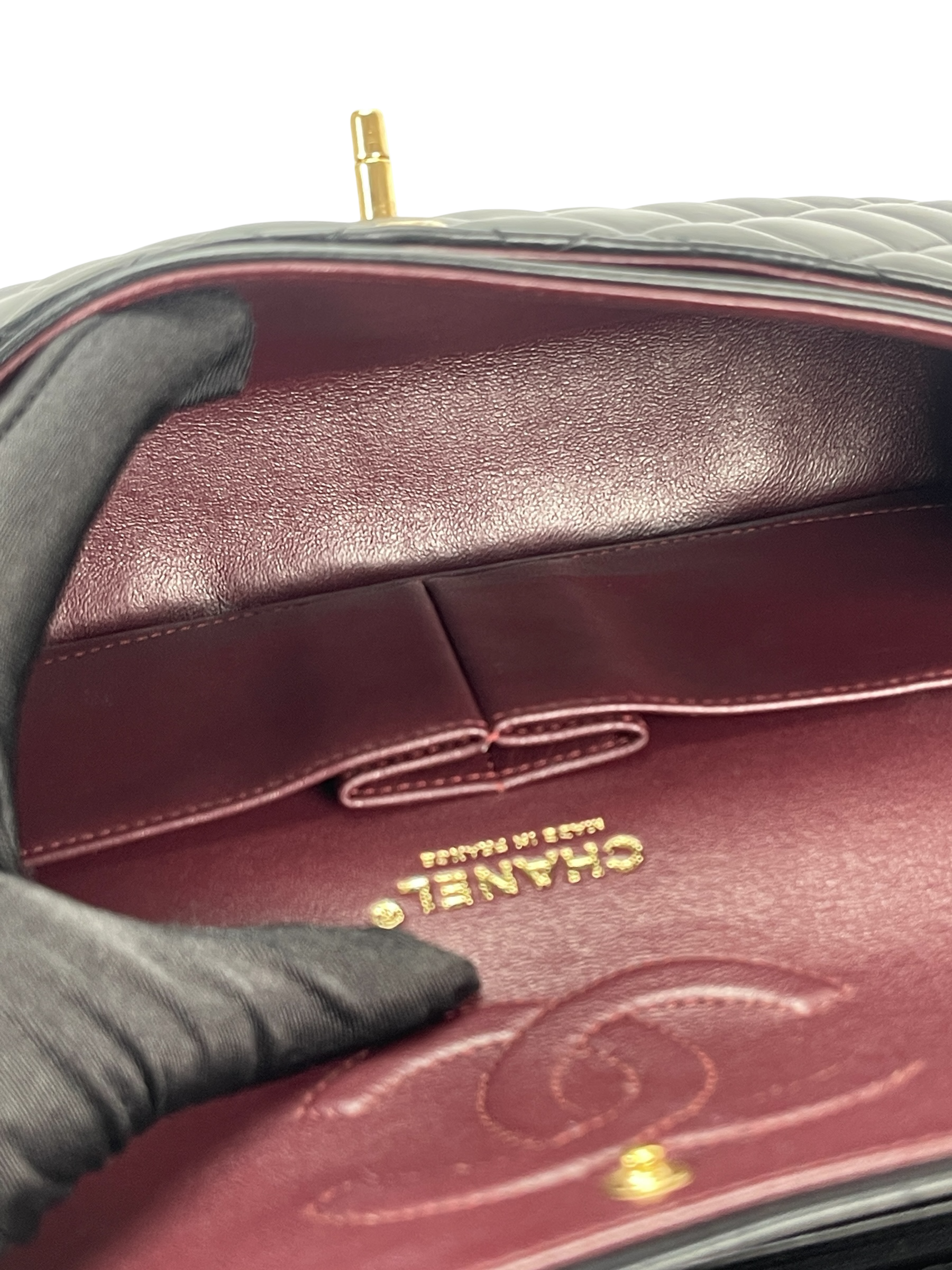 CHANEL - Medium Classic Double Flap Bag Black Lambskin Gold Hardware (CF25)