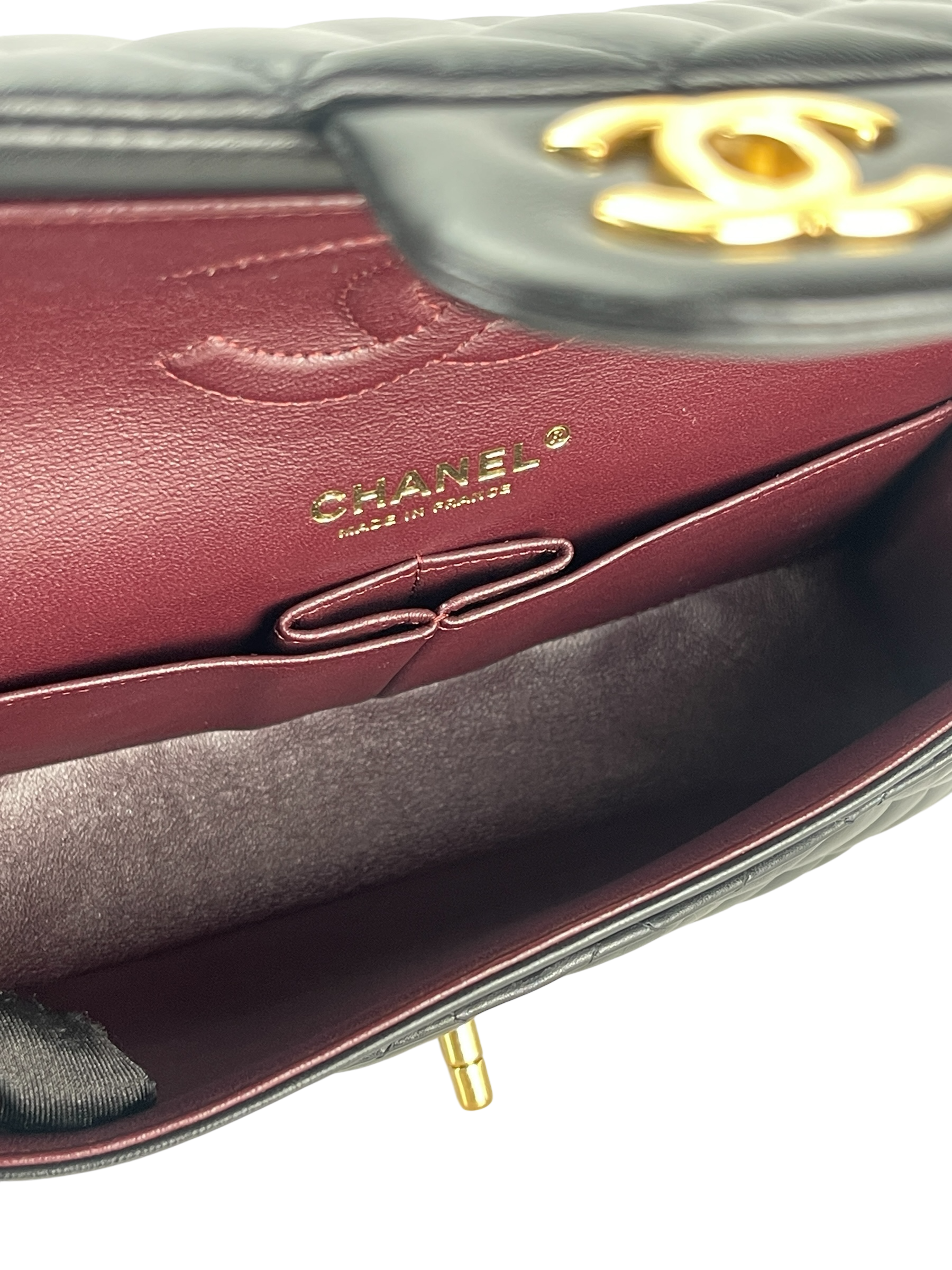 CHANEL - Medium Classic Double Flap Bag Black Lambskin Gold Hardware (CF25)