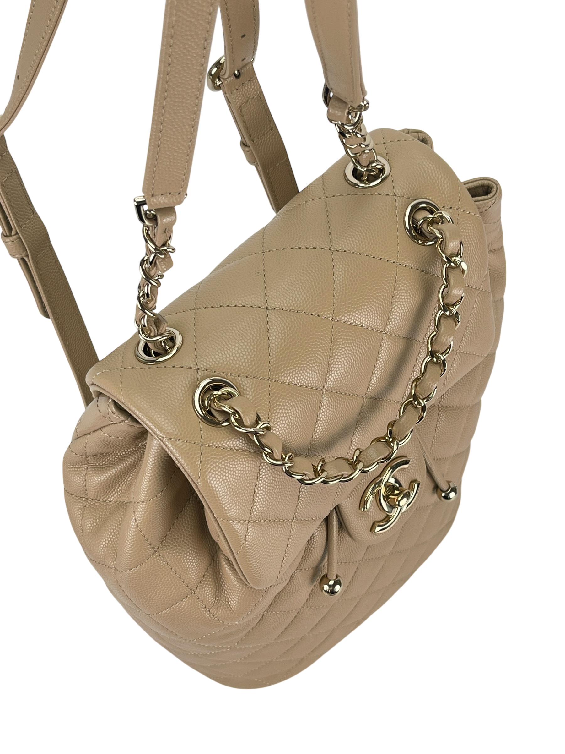 CHANEL - Beige Caviar Quilted Urban Spirit Backpack Bag