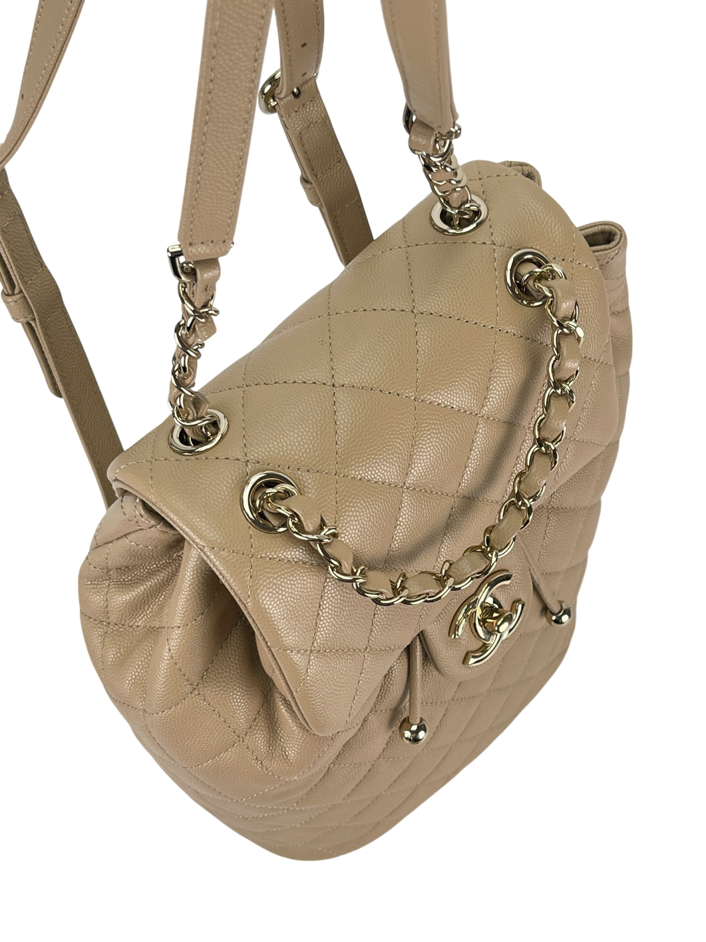 CHANEL - Beige Caviar Quilted Urban Spirit Backpack Bag