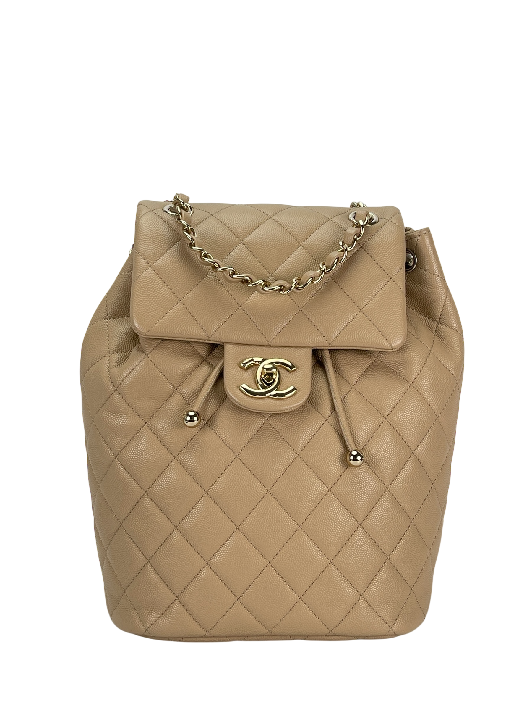 CHANEL - Beige Caviar Quilted Urban Spirit Backpack Bag