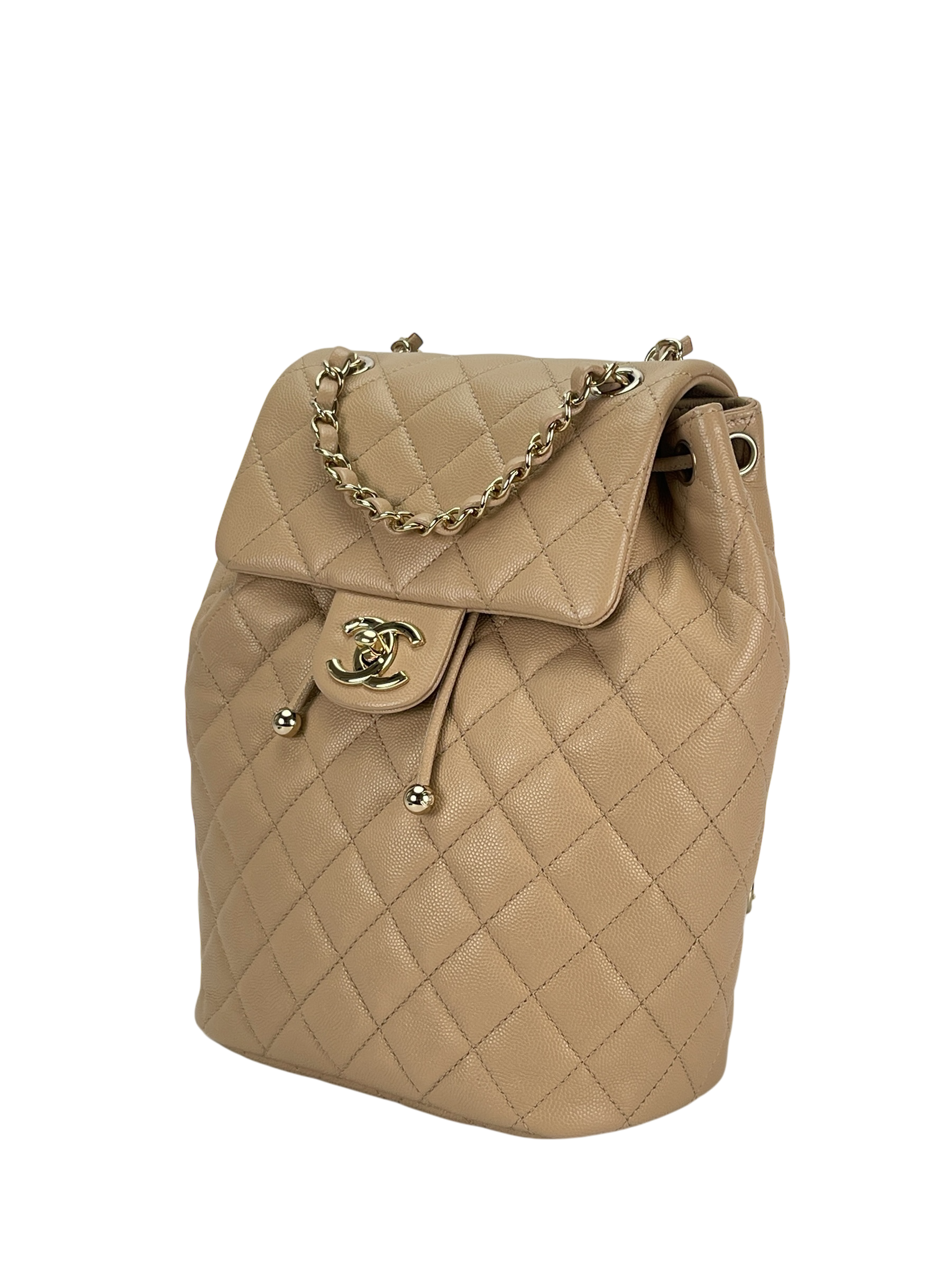CHANEL - Beige Caviar Quilted Urban Spirit Backpack Bag