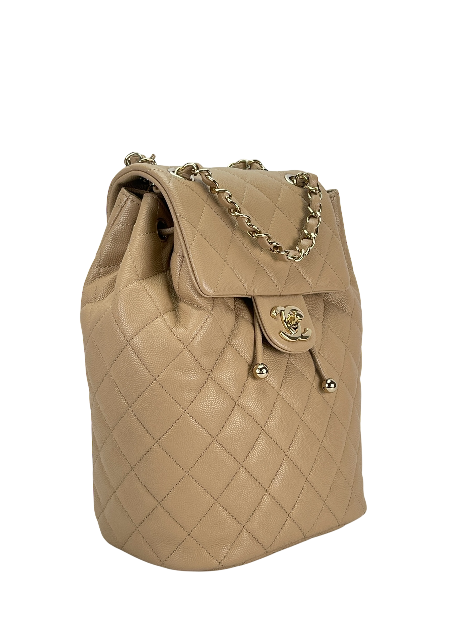 CHANEL - Beige Caviar Quilted Urban Spirit Backpack Bag