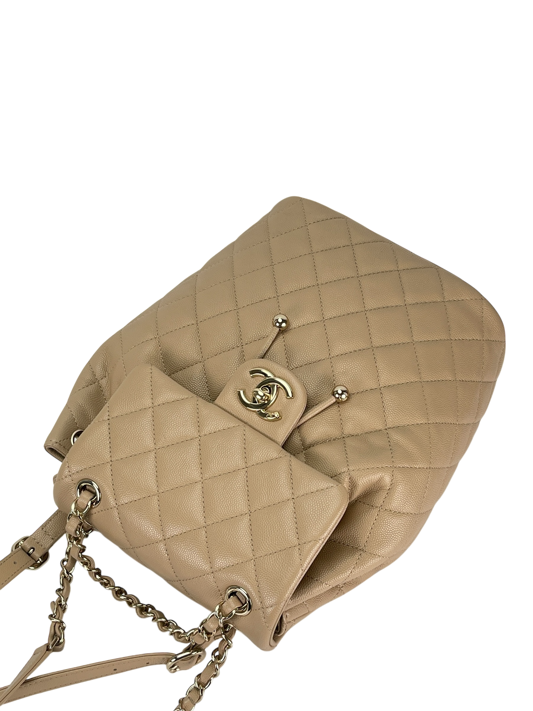 CHANEL - Beige Caviar Quilted Urban Spirit Backpack Bag