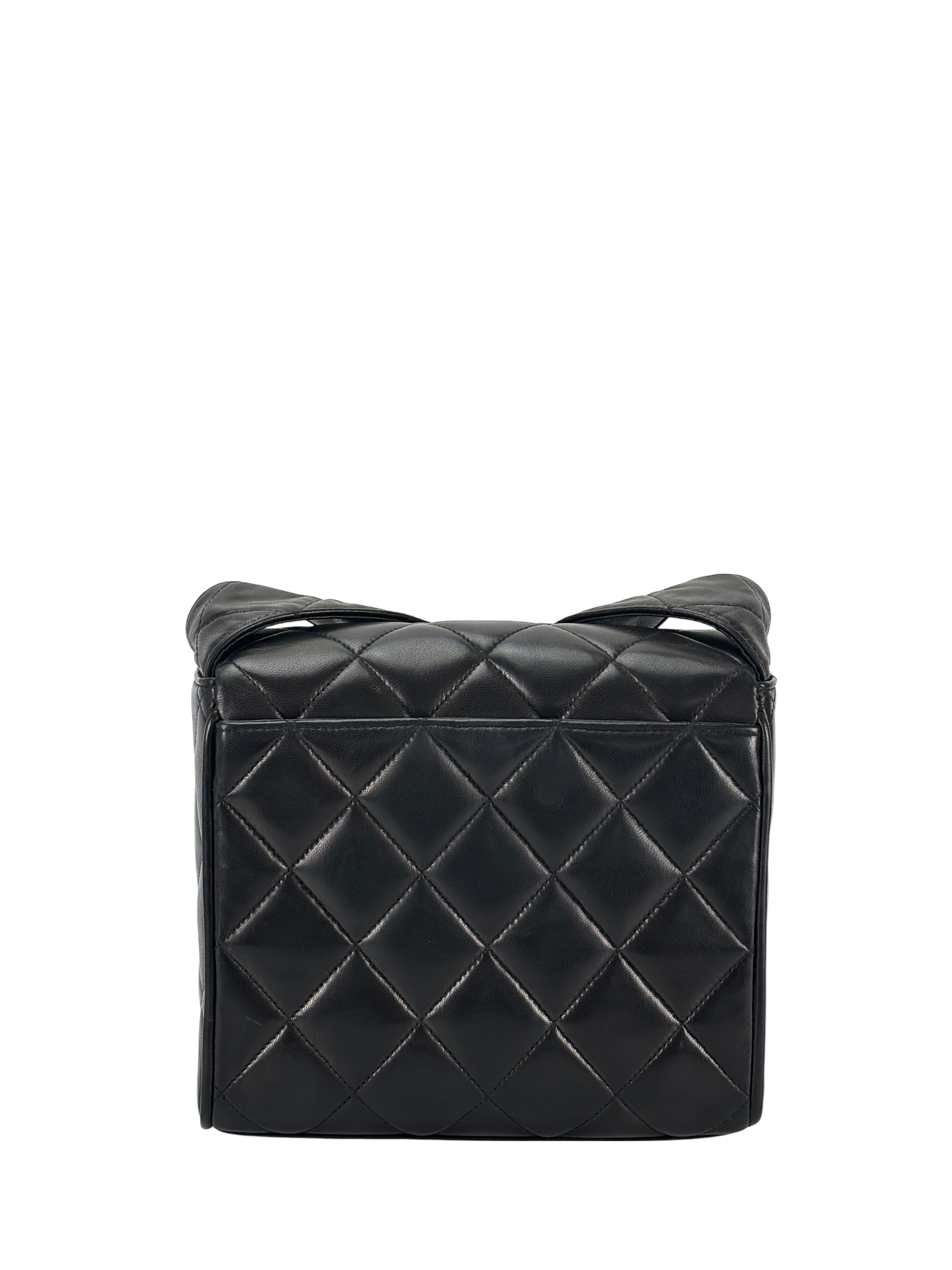 CHANEL - Black Lambskin Matelasse Shoulder Bag