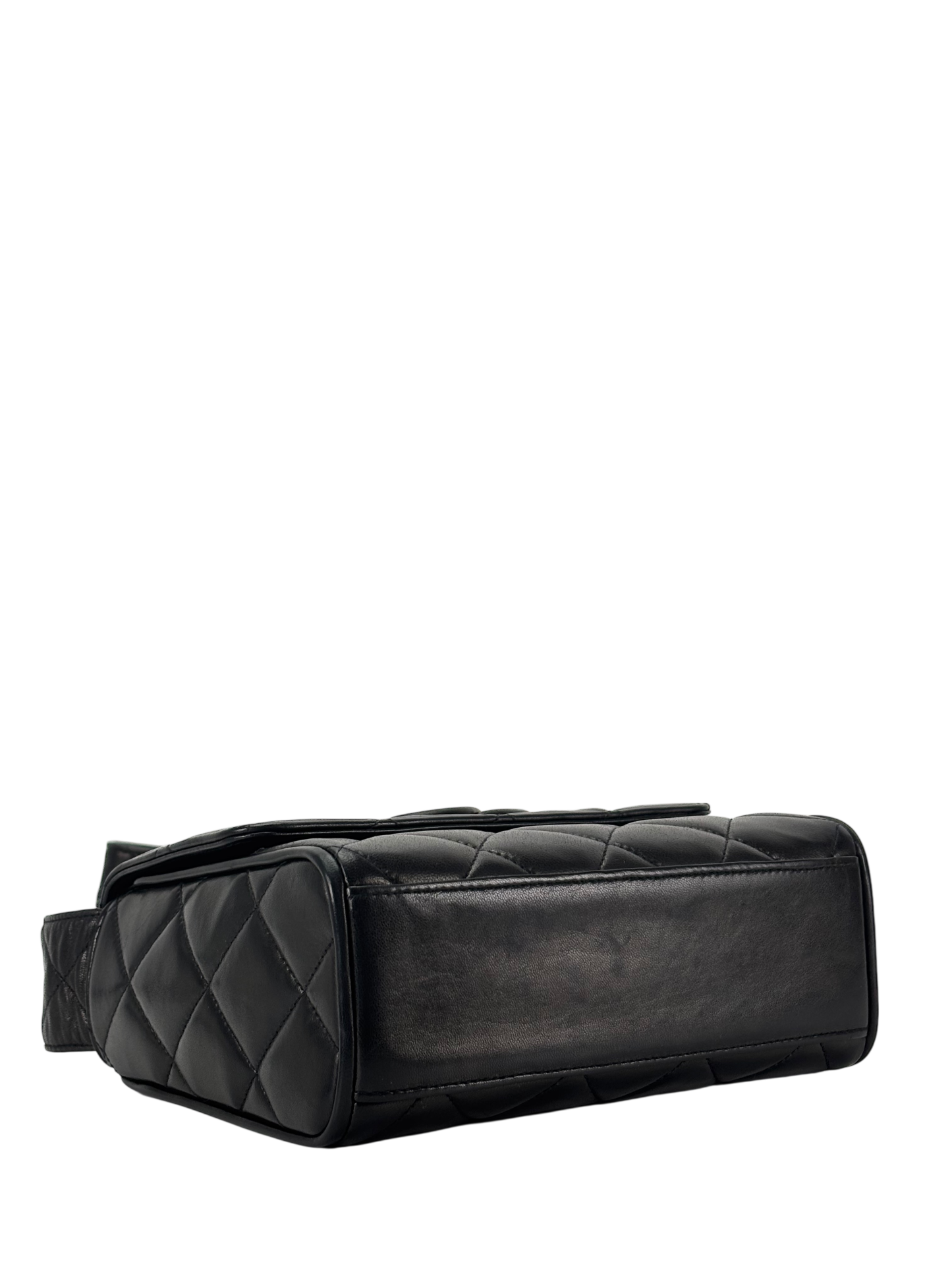 CHANEL - Black Lambskin Matelasse Shoulder Bag