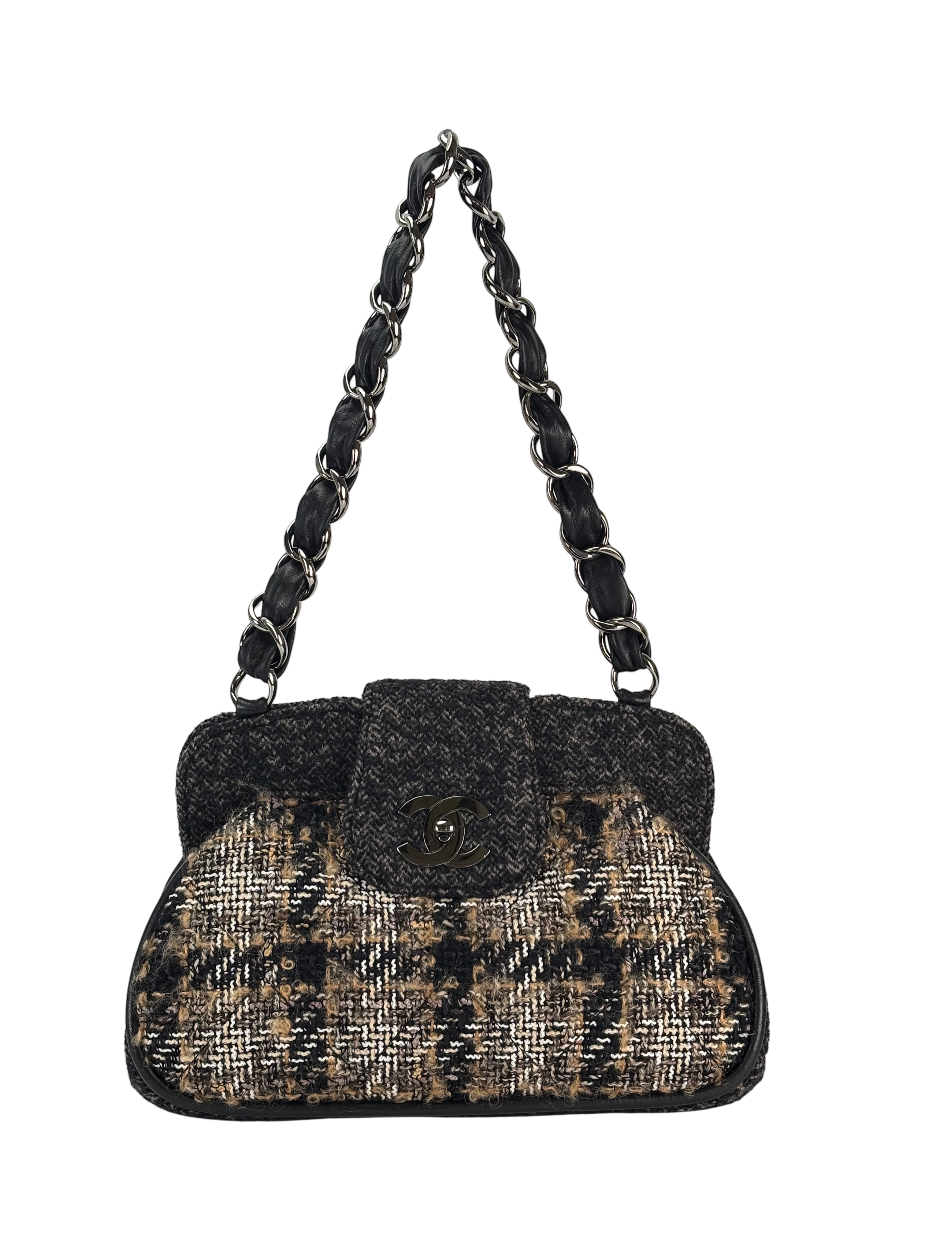 CHANEL - Brown Tweed 6th Chain Shoulder Bag