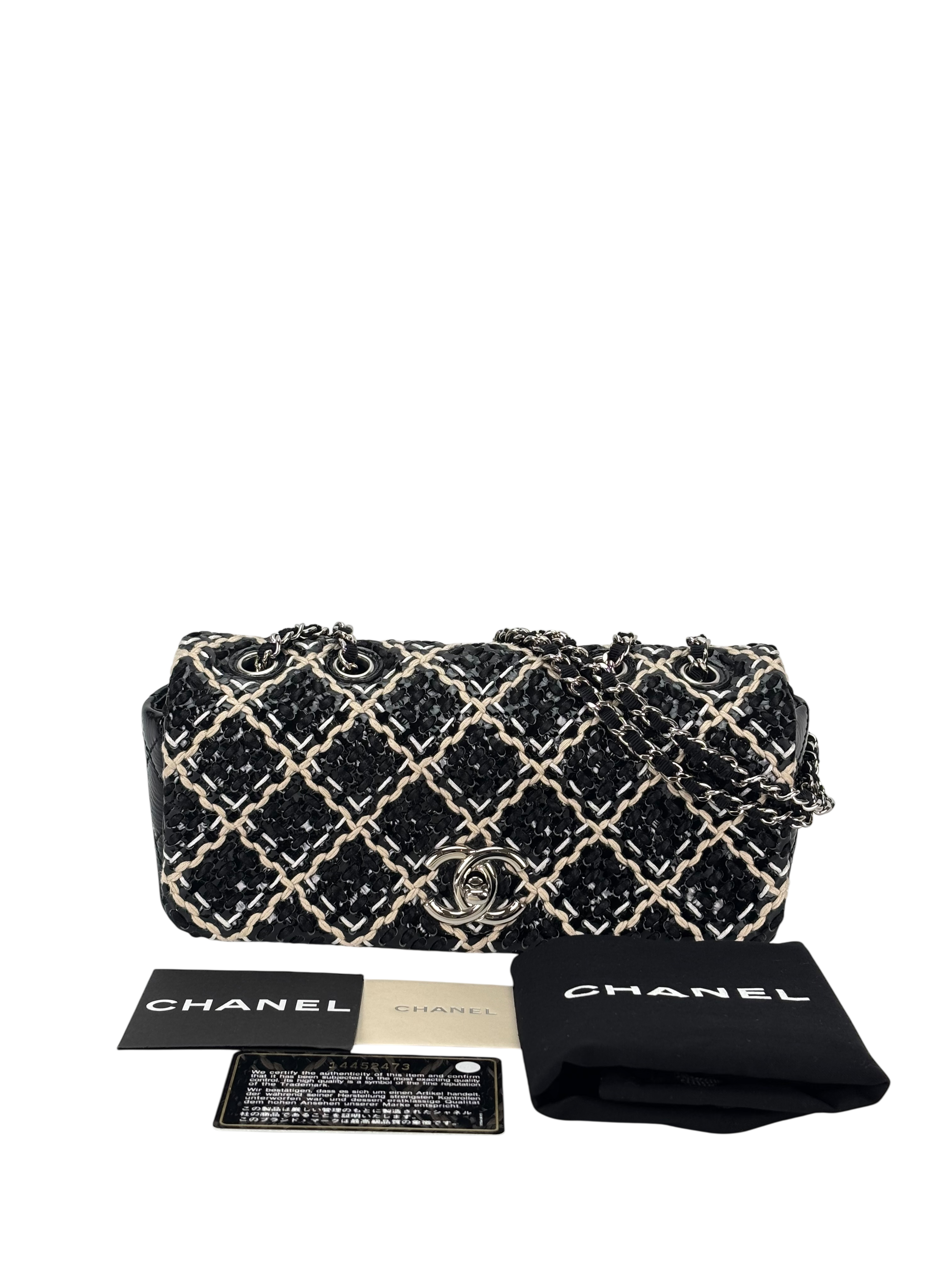 CHANEL - Black Patent Single Flap Chain Shoulder Bag