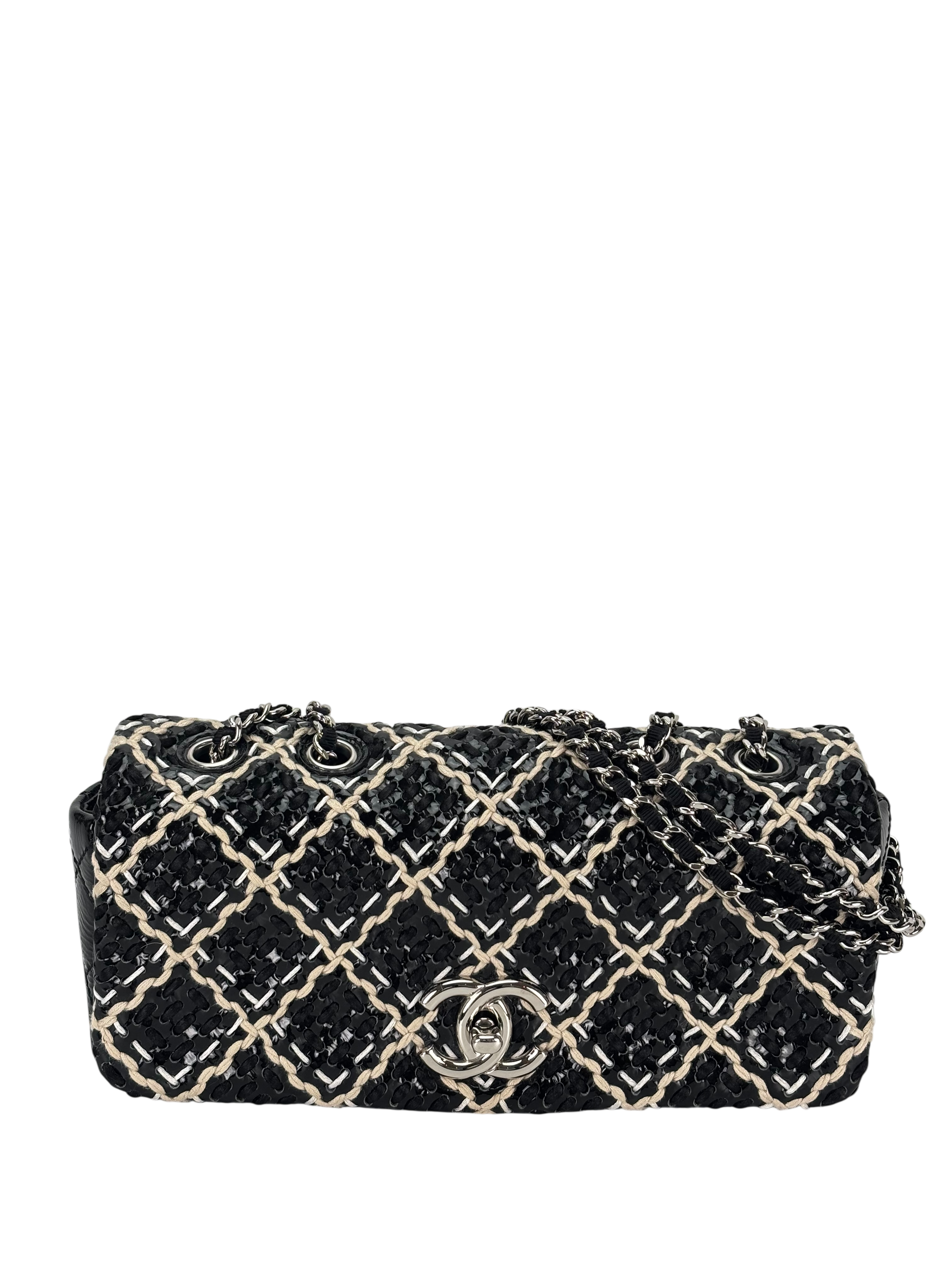 CHANEL - Black Patent Single Flap Chain Shoulder Bag