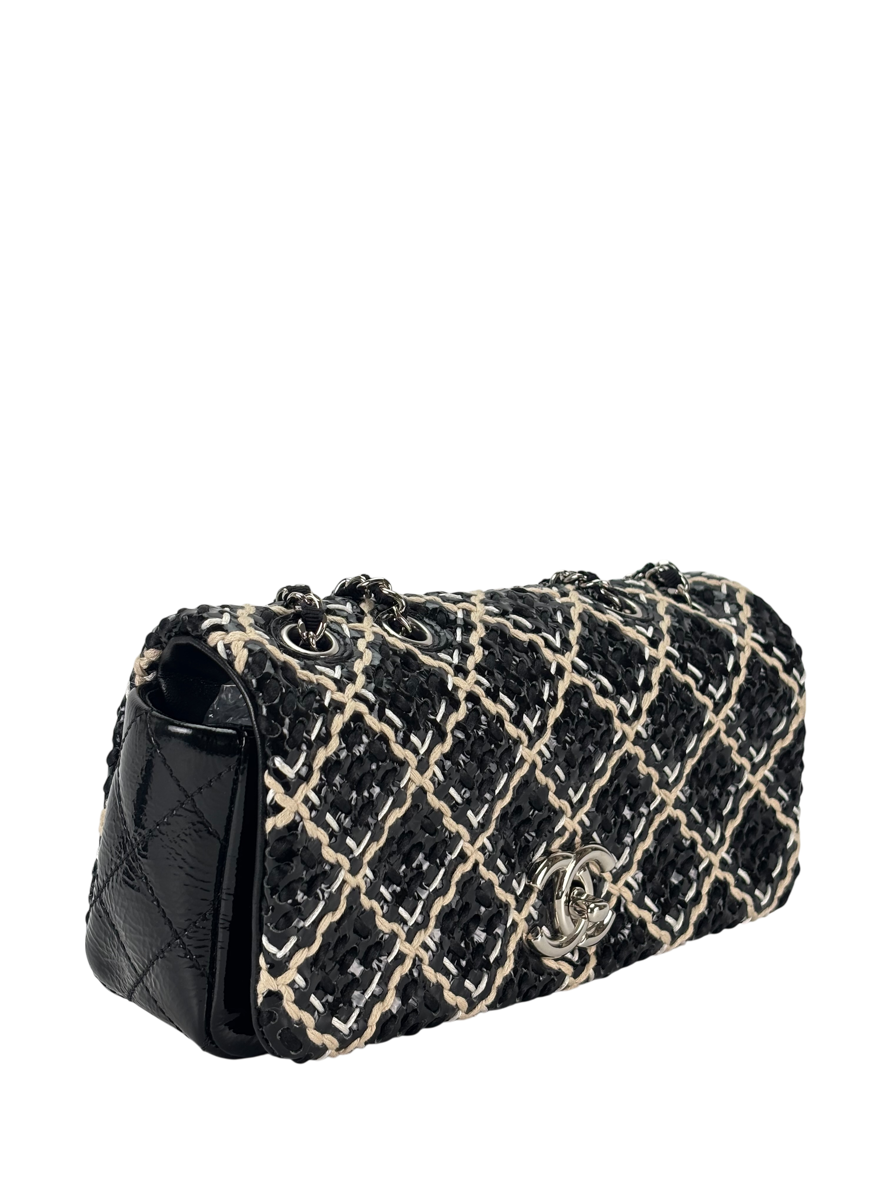 CHANEL - Black Patent Single Flap Chain Shoulder Bag