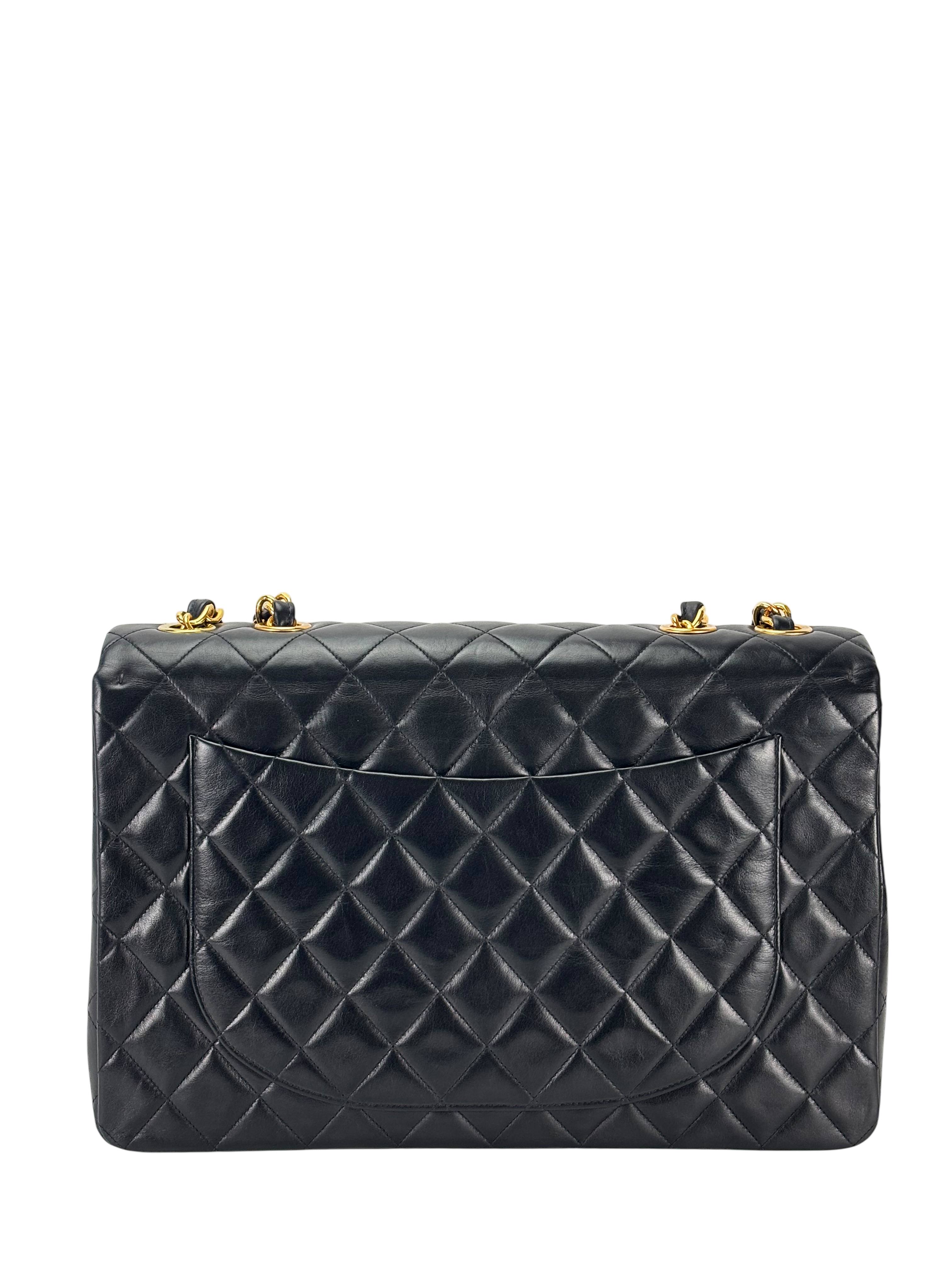 CHANEL - Black Lambskin Jumbo Flap Bag 34