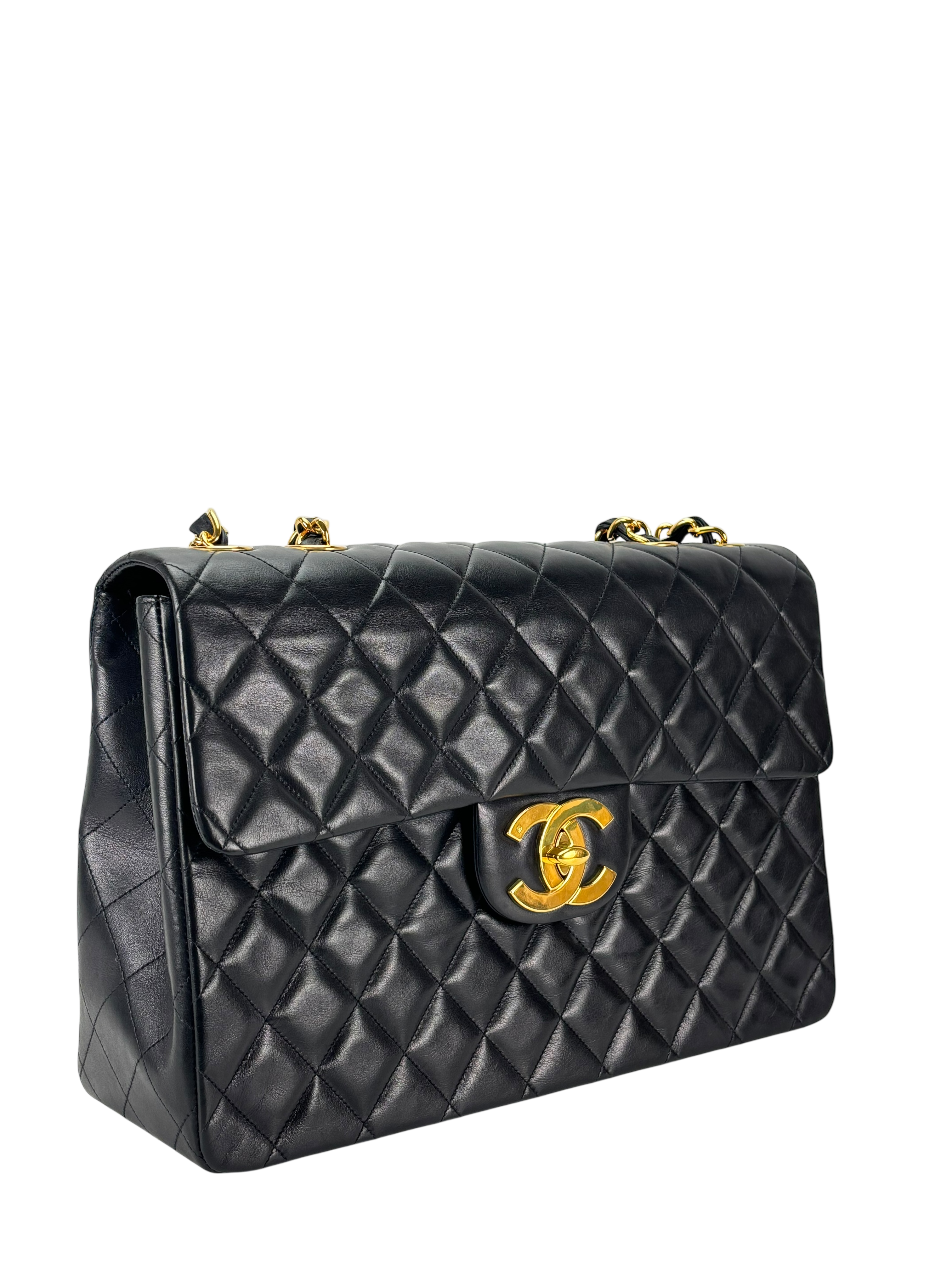 CHANEL - Black Lambskin Jumbo Flap Bag 34