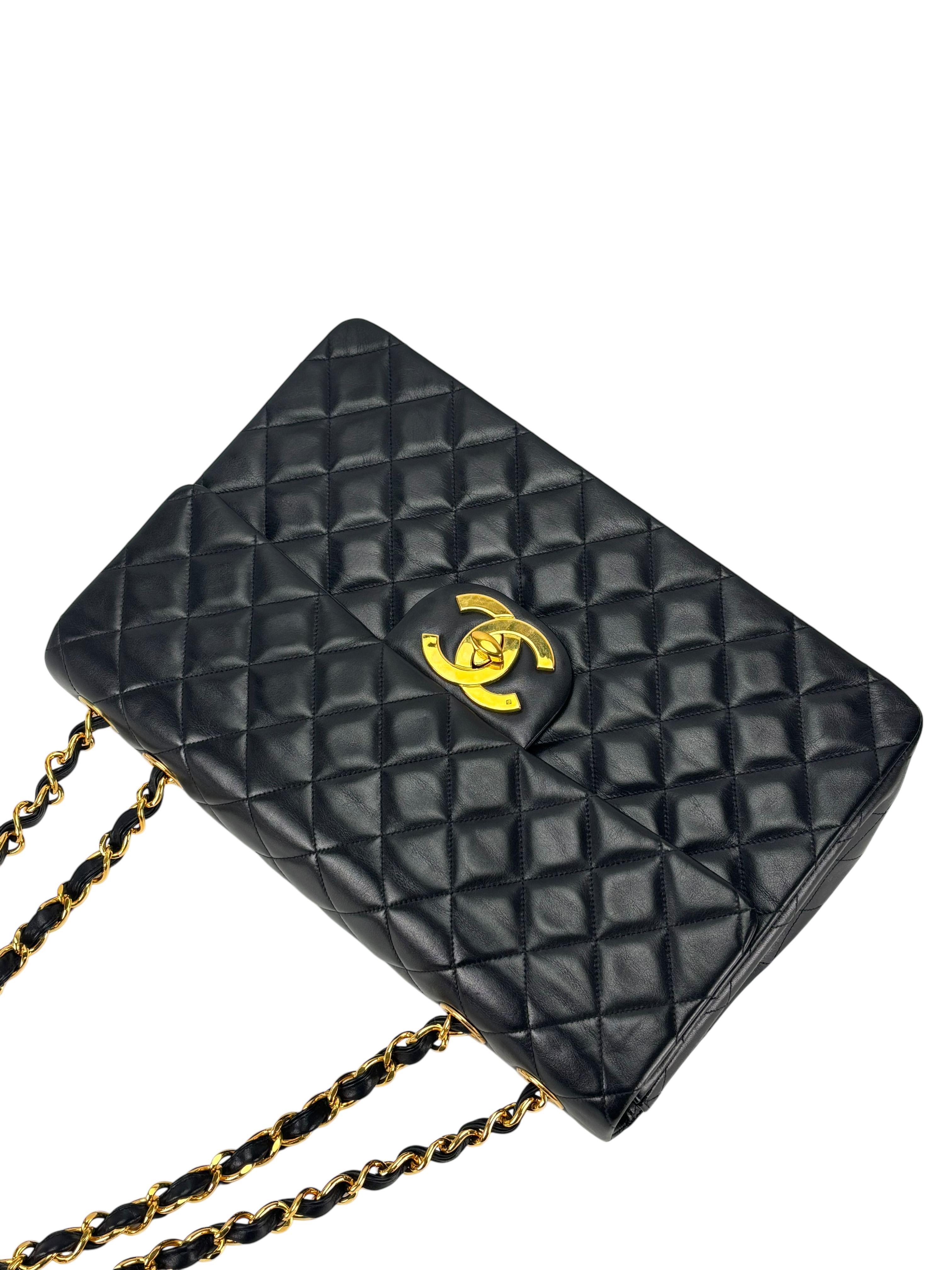 CHANEL - Black Lambskin Jumbo Flap Bag 34