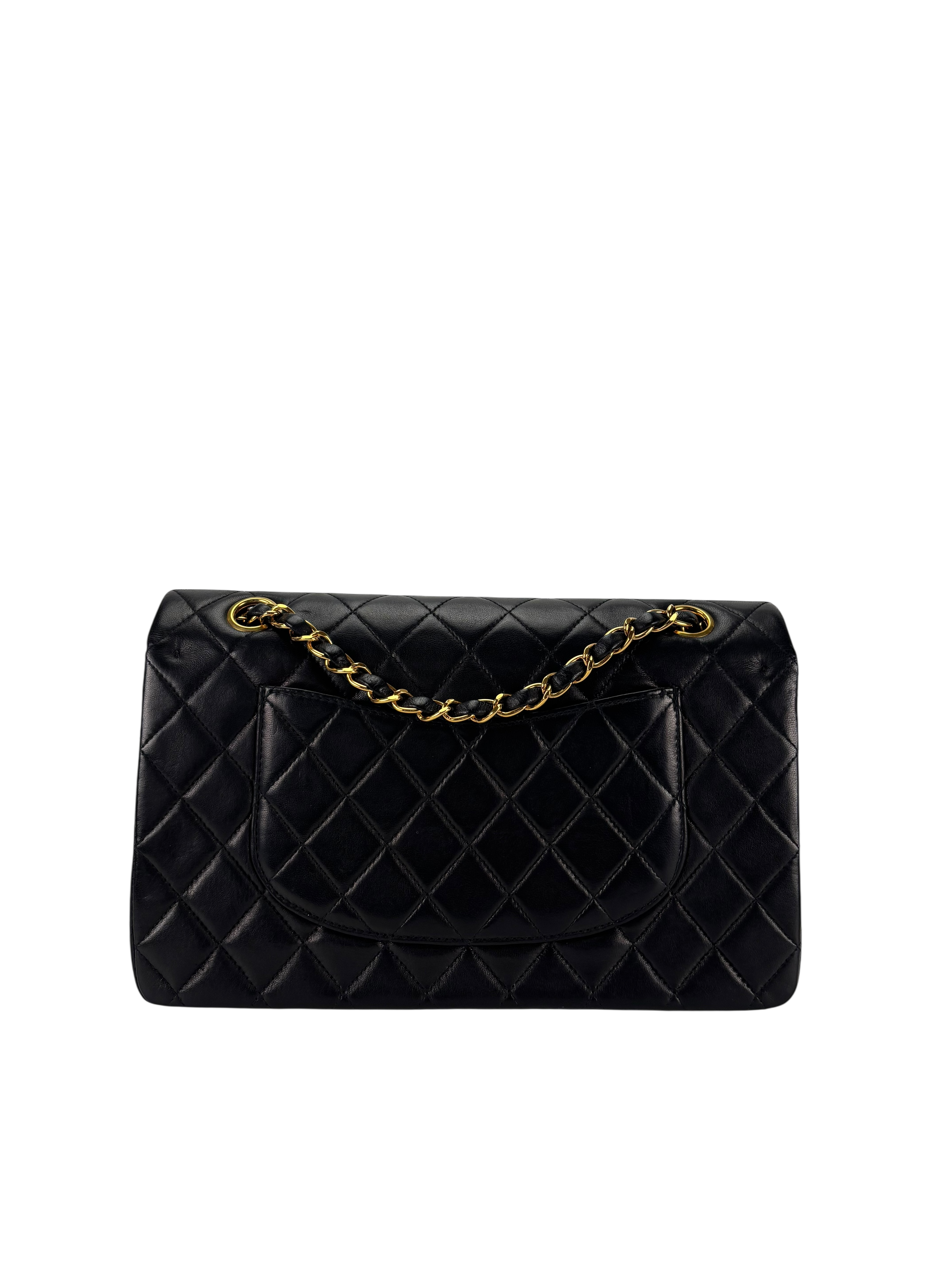 CHANEL - Medium Classic Double Flap Bag Black Lambskin Gold Hardware (CF25)