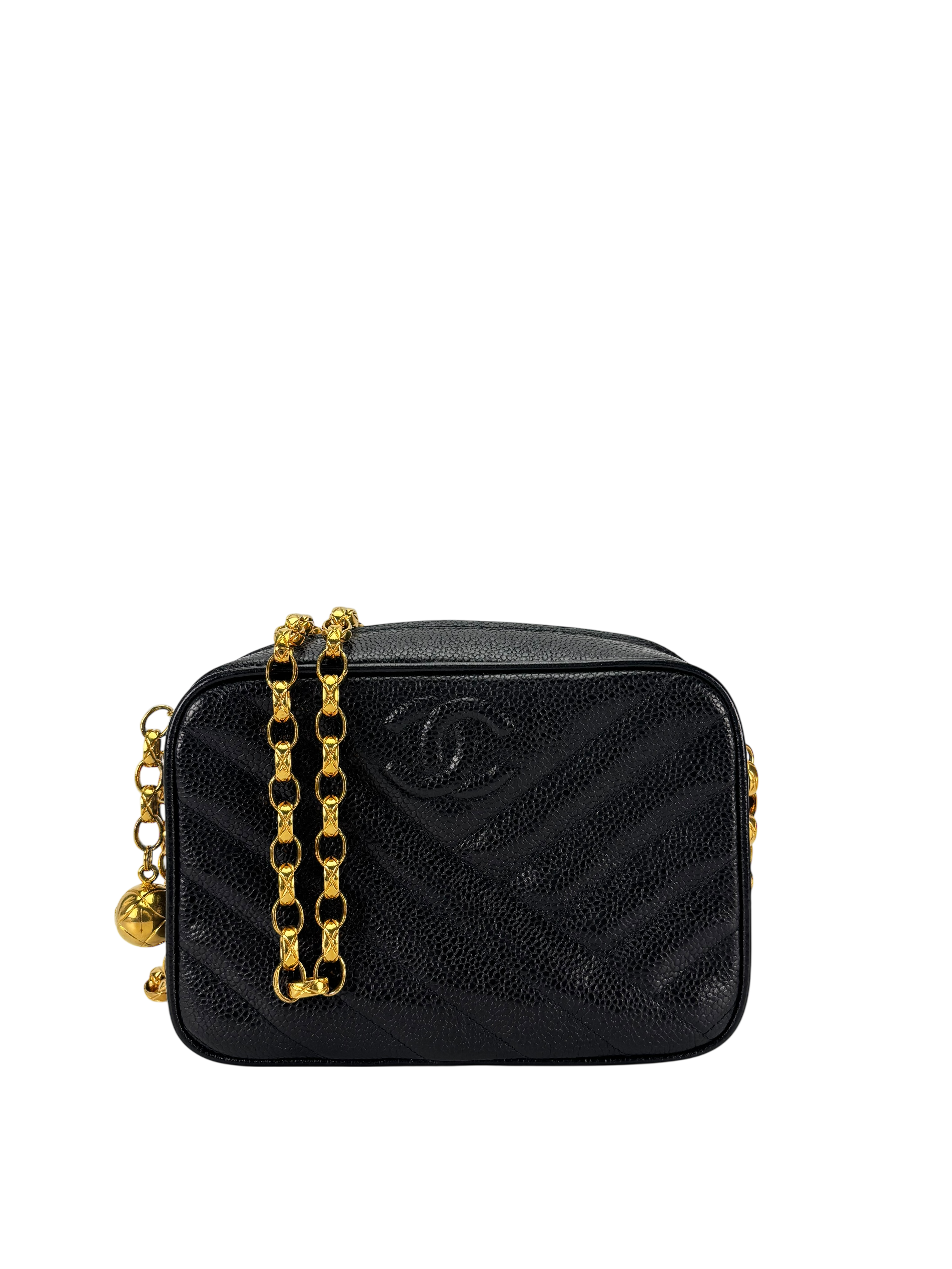 CHANEL - Black Caviar Coco Mark Chain Shoulder Bag