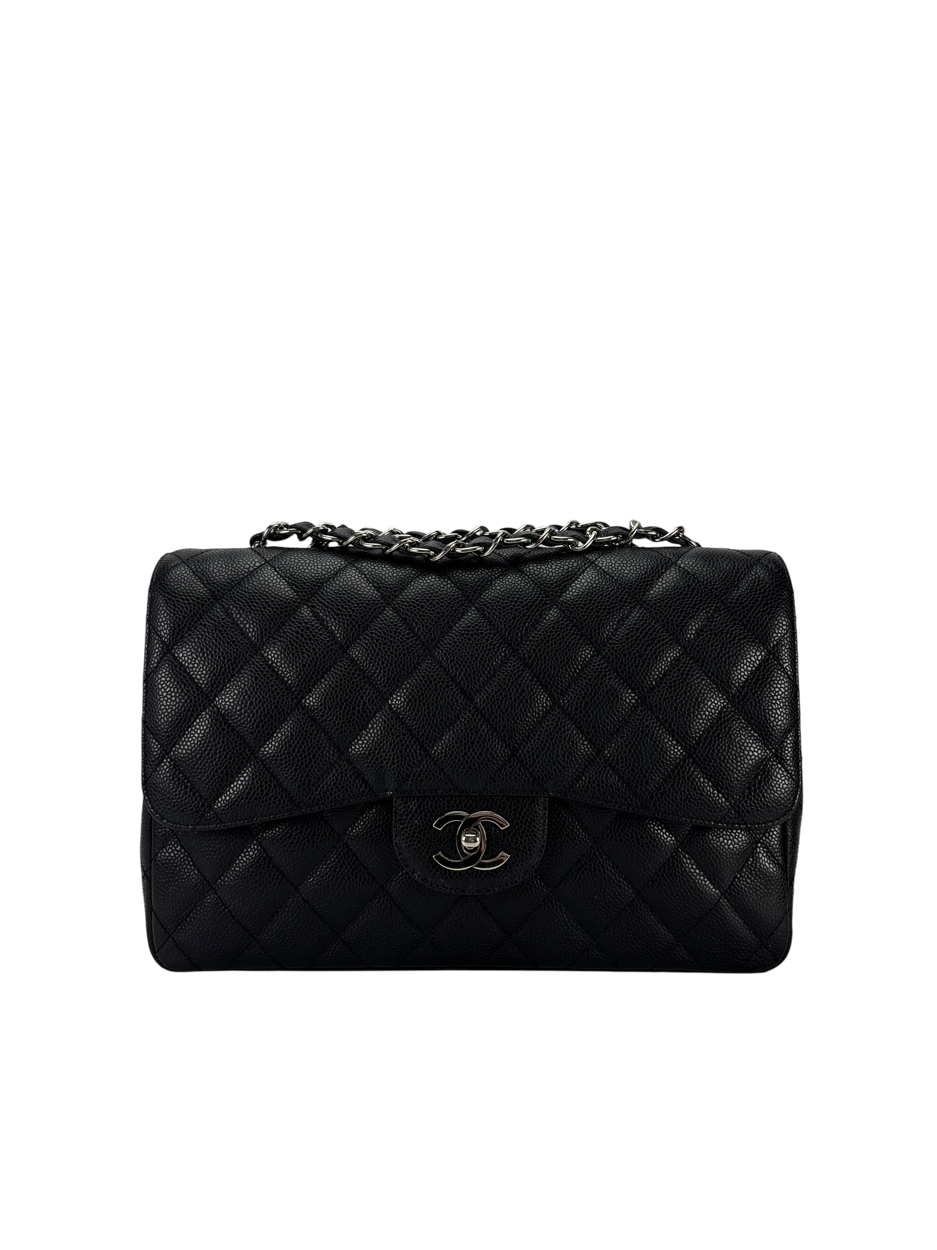 CHANEL - Black Caviar Jumbo Flap Bag 30
