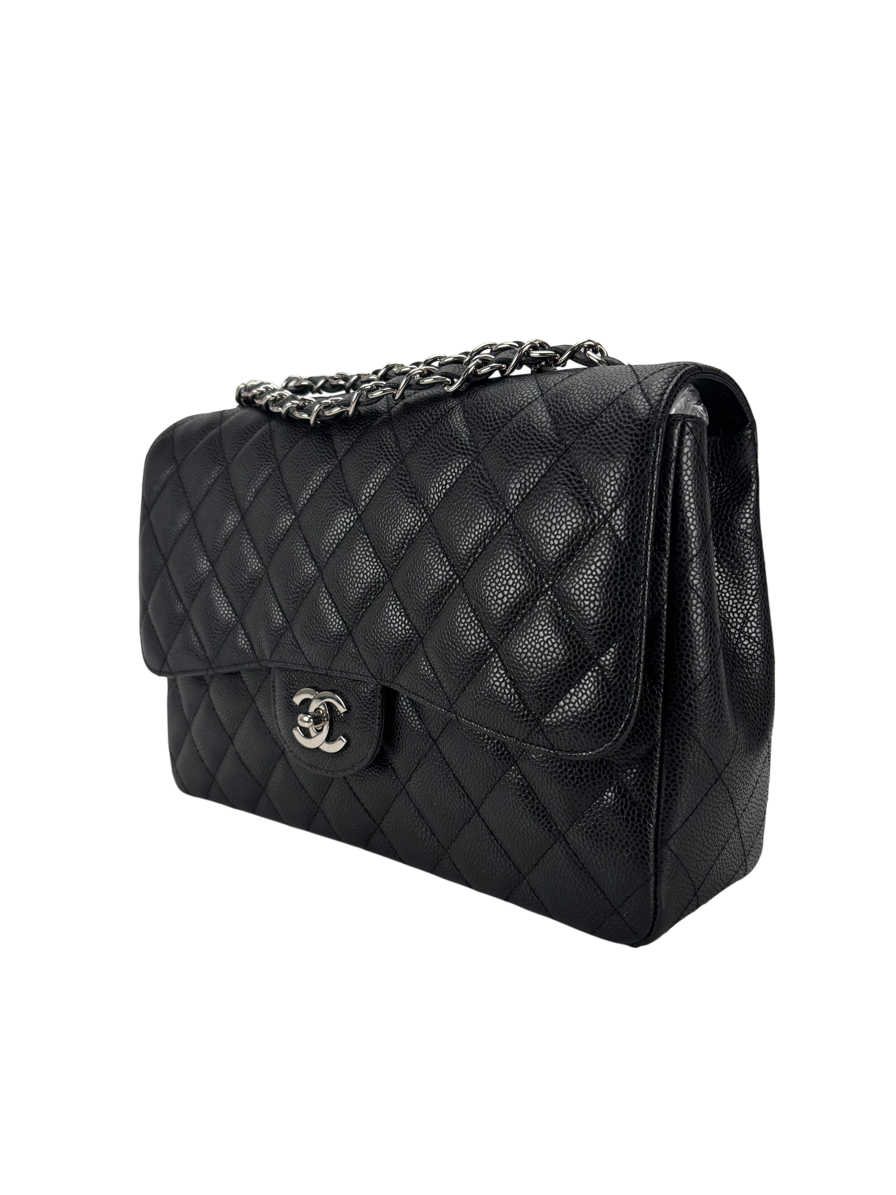 CHANEL - Black Caviar Jumbo Flap Bag 30