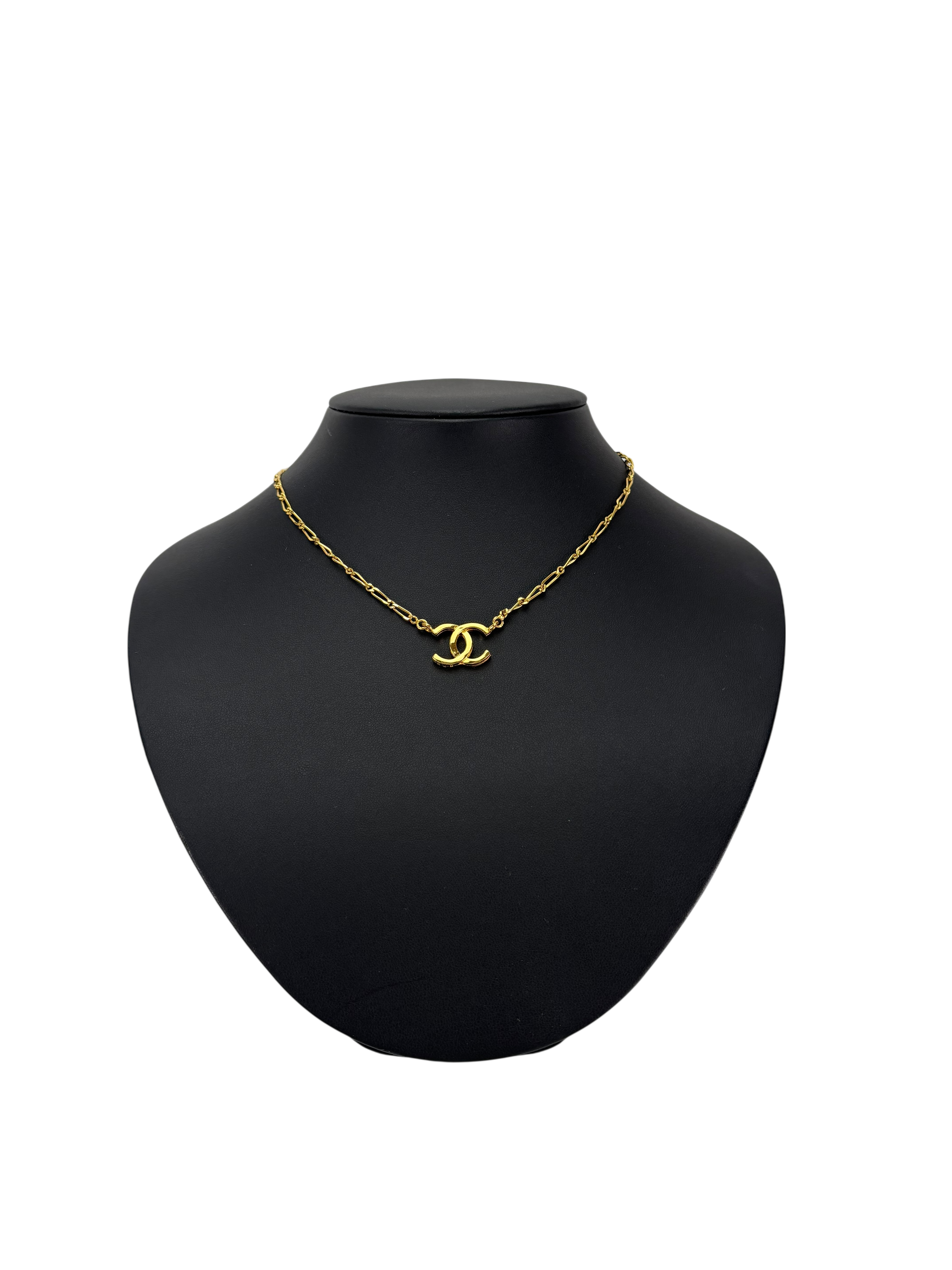 CHANEL - Gold CC logo Metal Necklace 