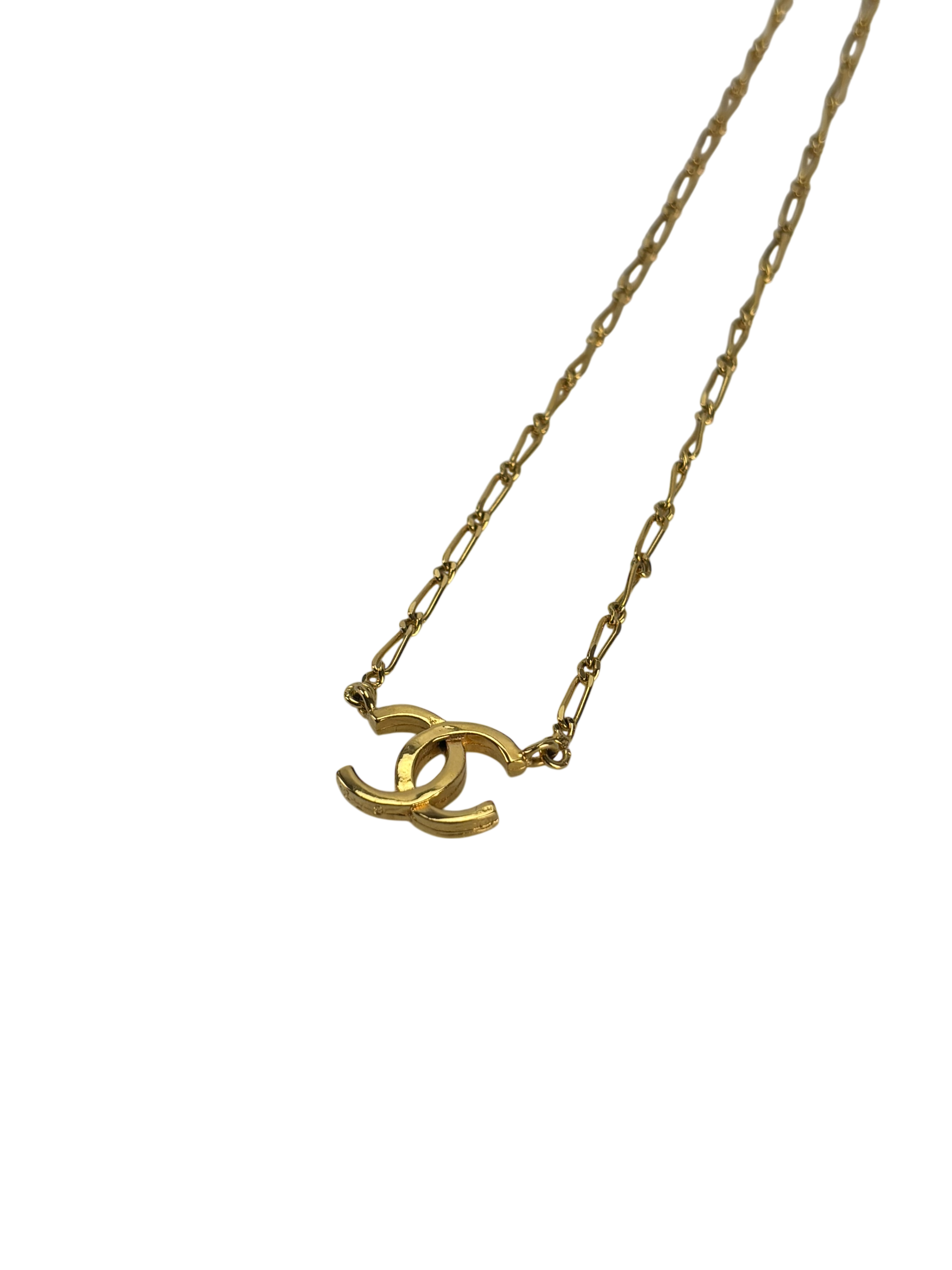 CHANEL - Gold CC logo Metal Necklace 