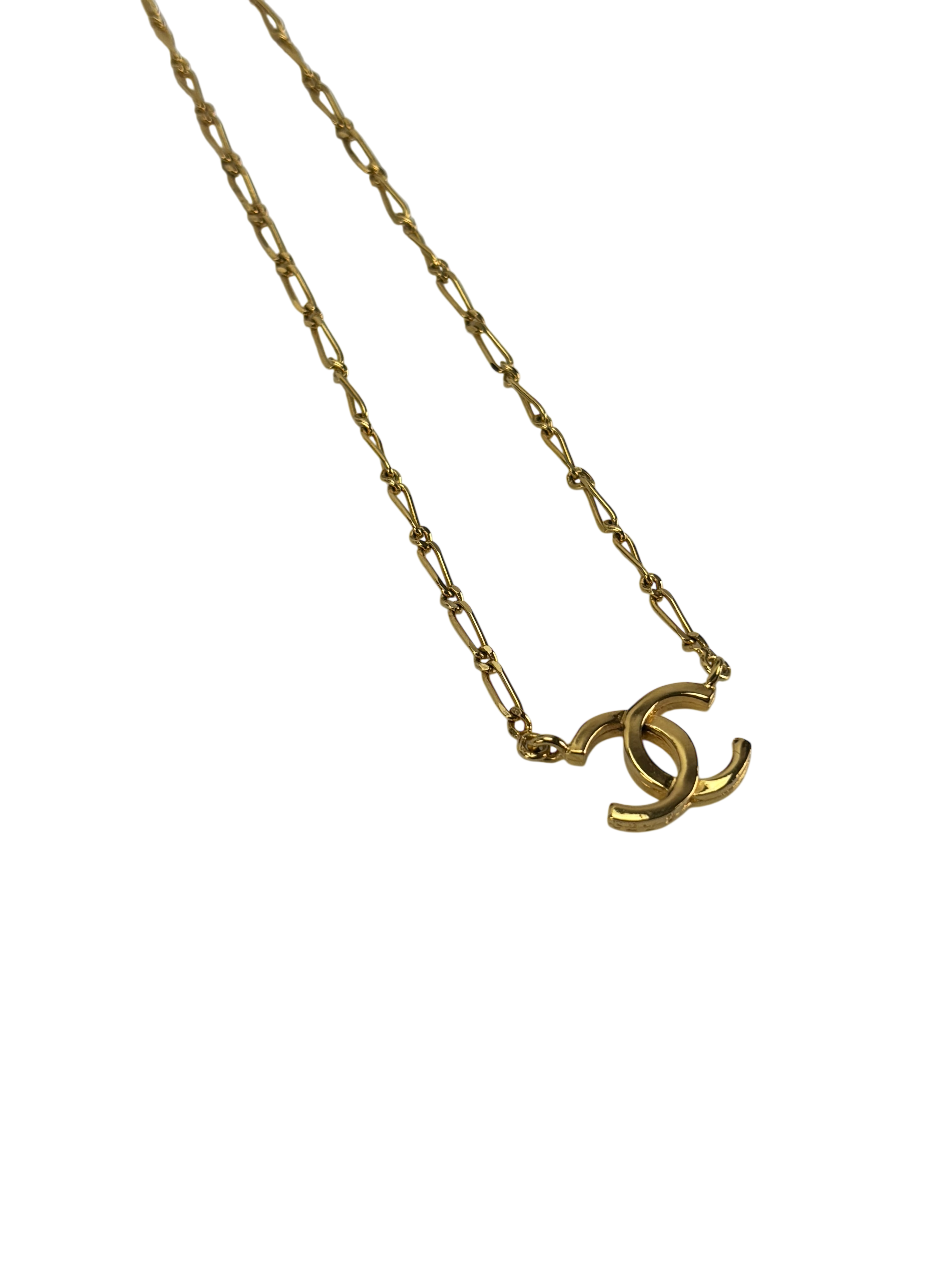 CHANEL - Gold CC logo Metal Necklace 