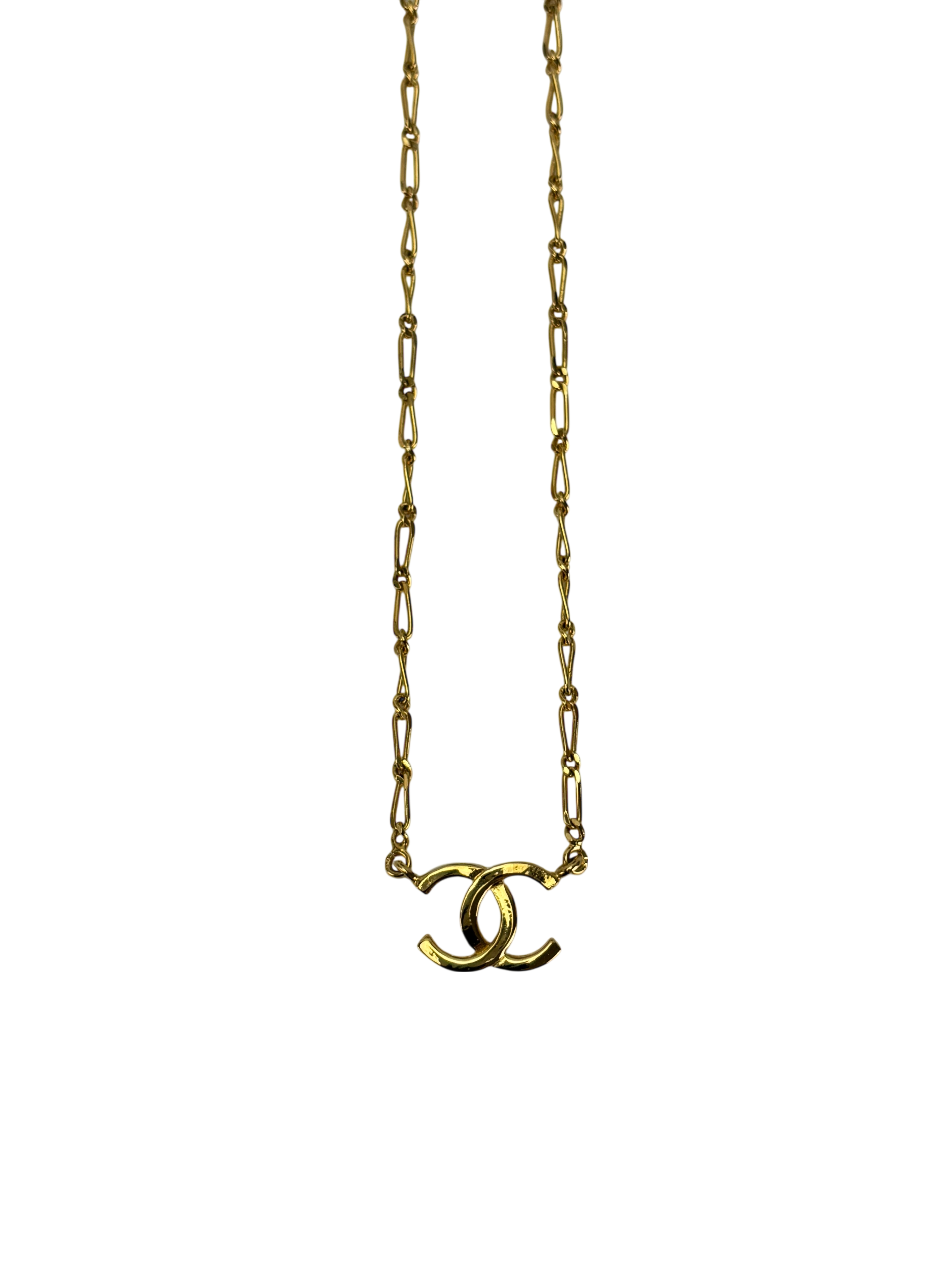 CHANEL - Gold CC logo Metal Necklace 