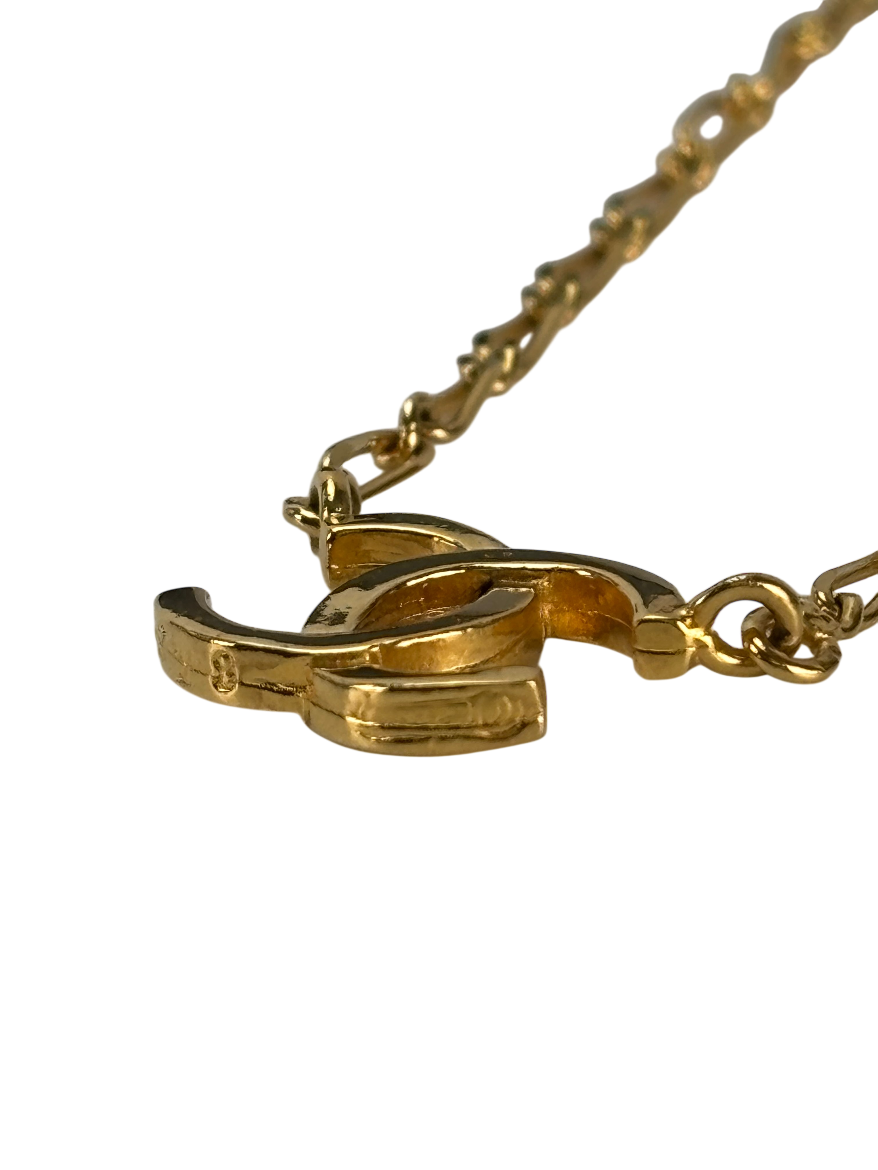 CHANEL - Gold CC logo Metal Necklace 