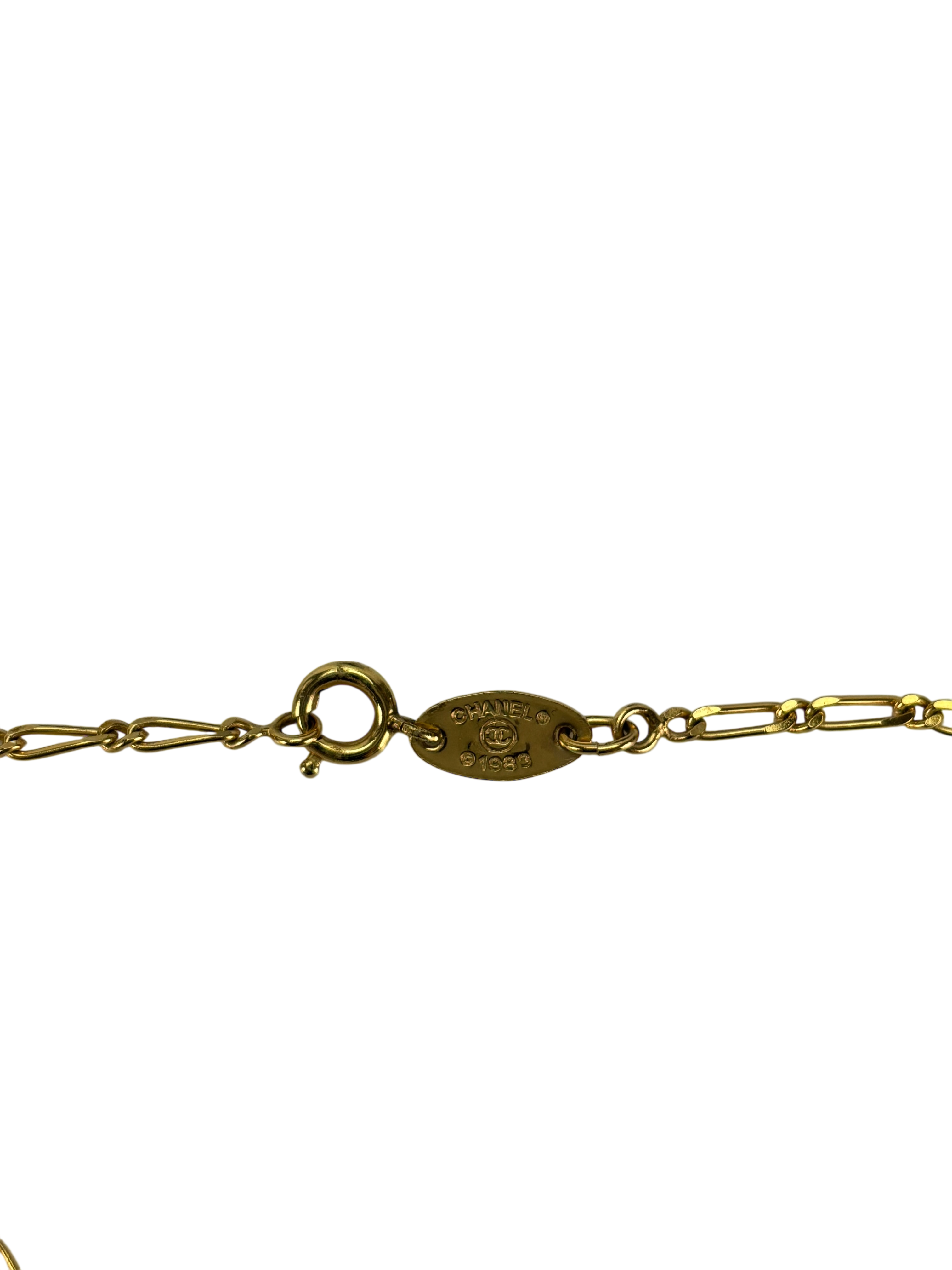 CHANEL - Gold CC logo Metal Necklace 