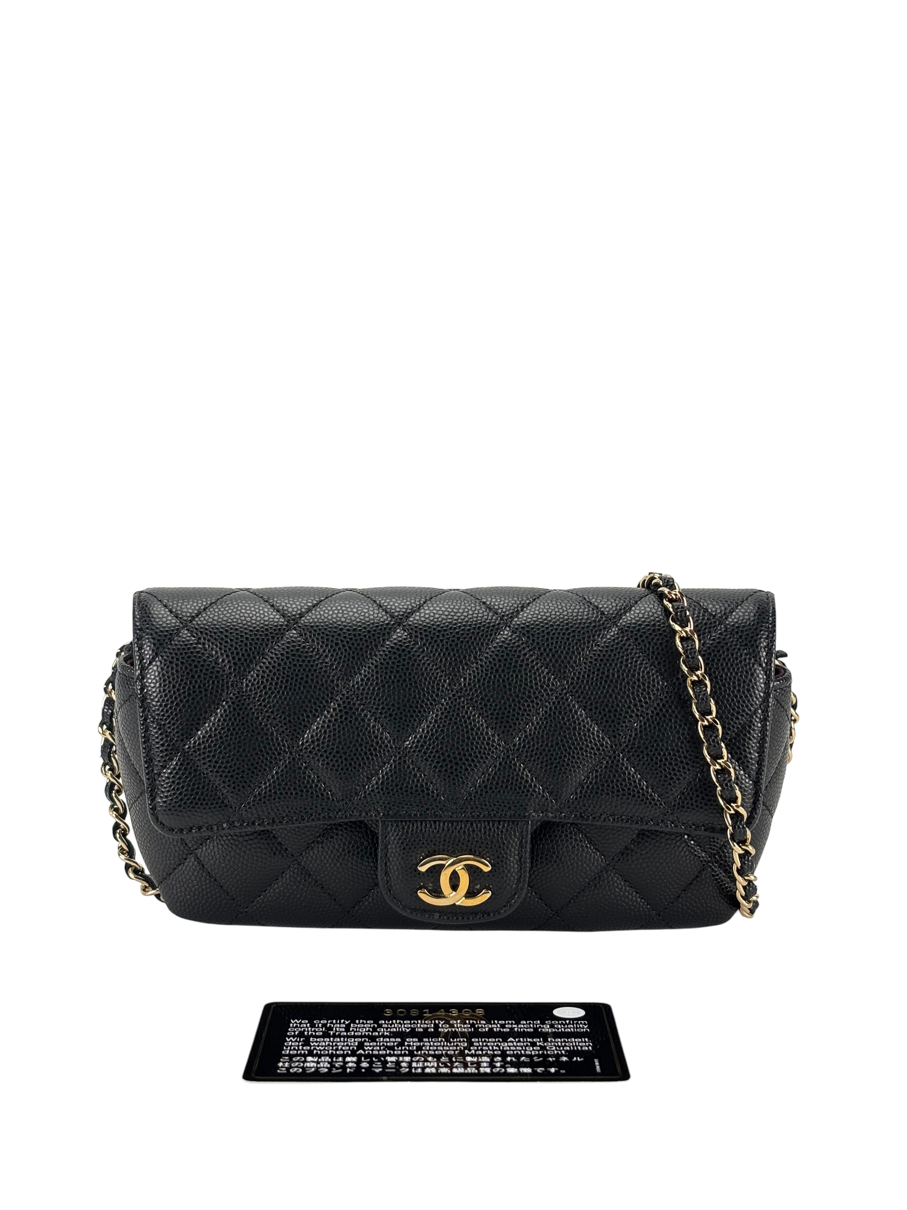 CHANEL - Black Caviar Quilted Glasses Case Chain Bag