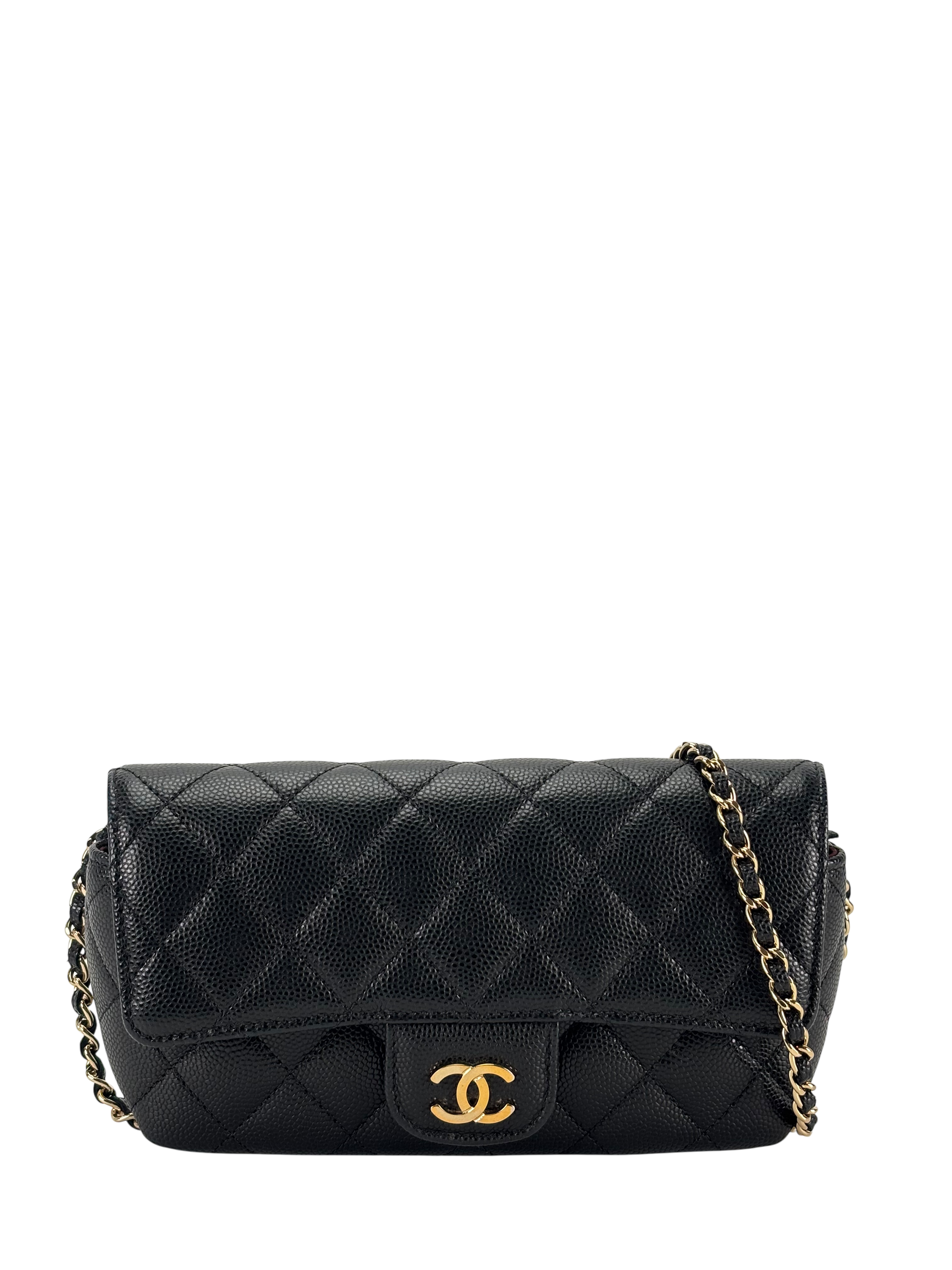 CHANEL - Black Caviar Quilted Glasses Case Chain Bag