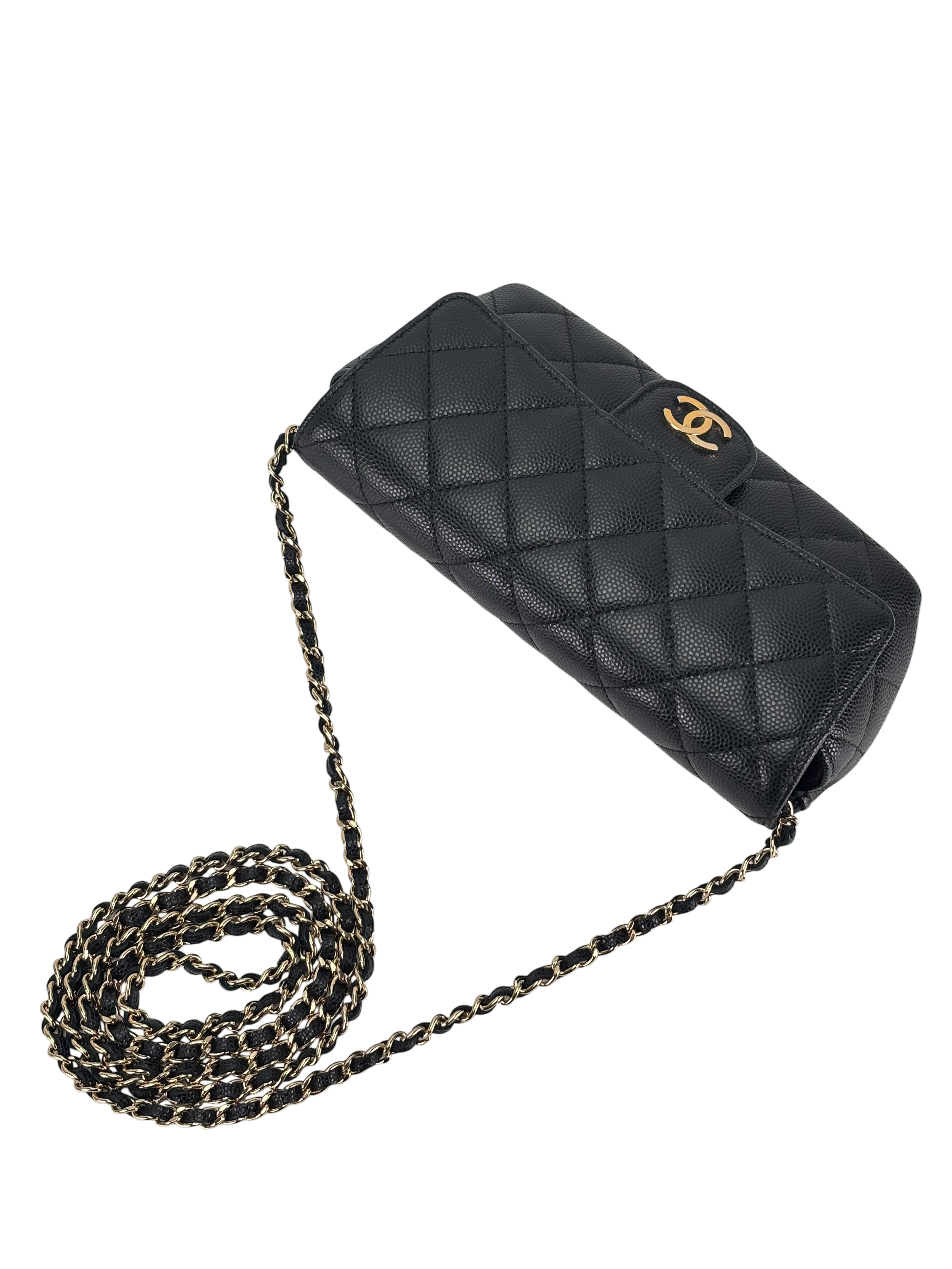 CHANEL - Black Caviar Quilted Glasses Case Chain Bag